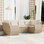 VIDAXL Salon de jardin avec coussins 6 pcs beige resine tressee
