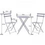 Voir la diapositive 3 : MARKET24 Set bistrot - Ensemble repas de jardin - Table pliante Diam.60 cm + 2 chaises - Acier thermolaqué - Gris