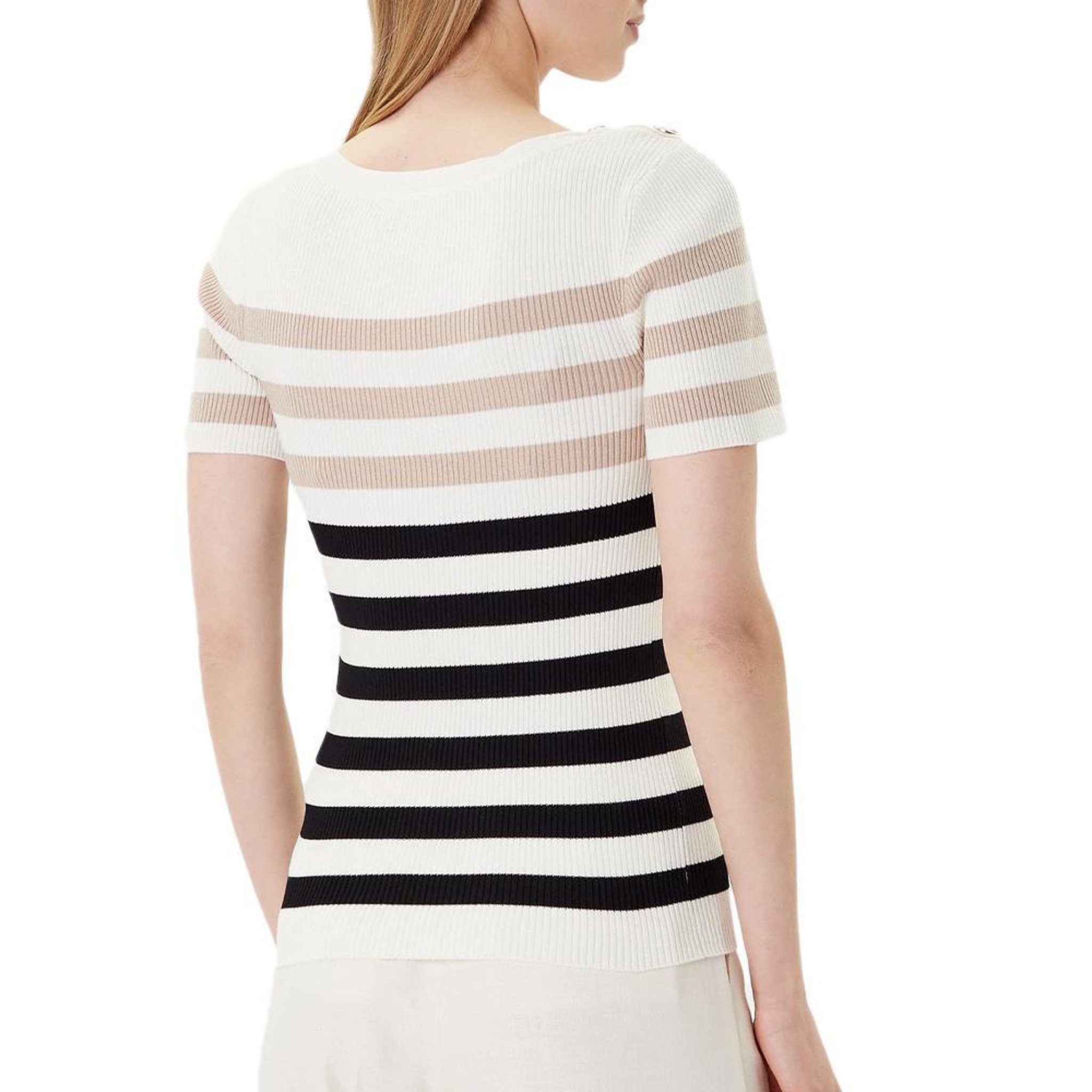 Voir la diapositive 2 : MORGAN T-Shirt Blanc Femme Morgan  Rayure