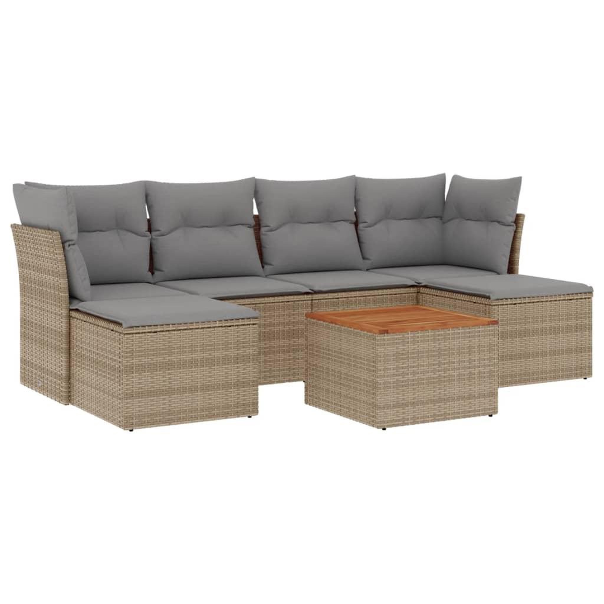 Voir la diapositive 2 : VIDAXL Salon de jardin avec coussins 7pcs melange beige resine tressee