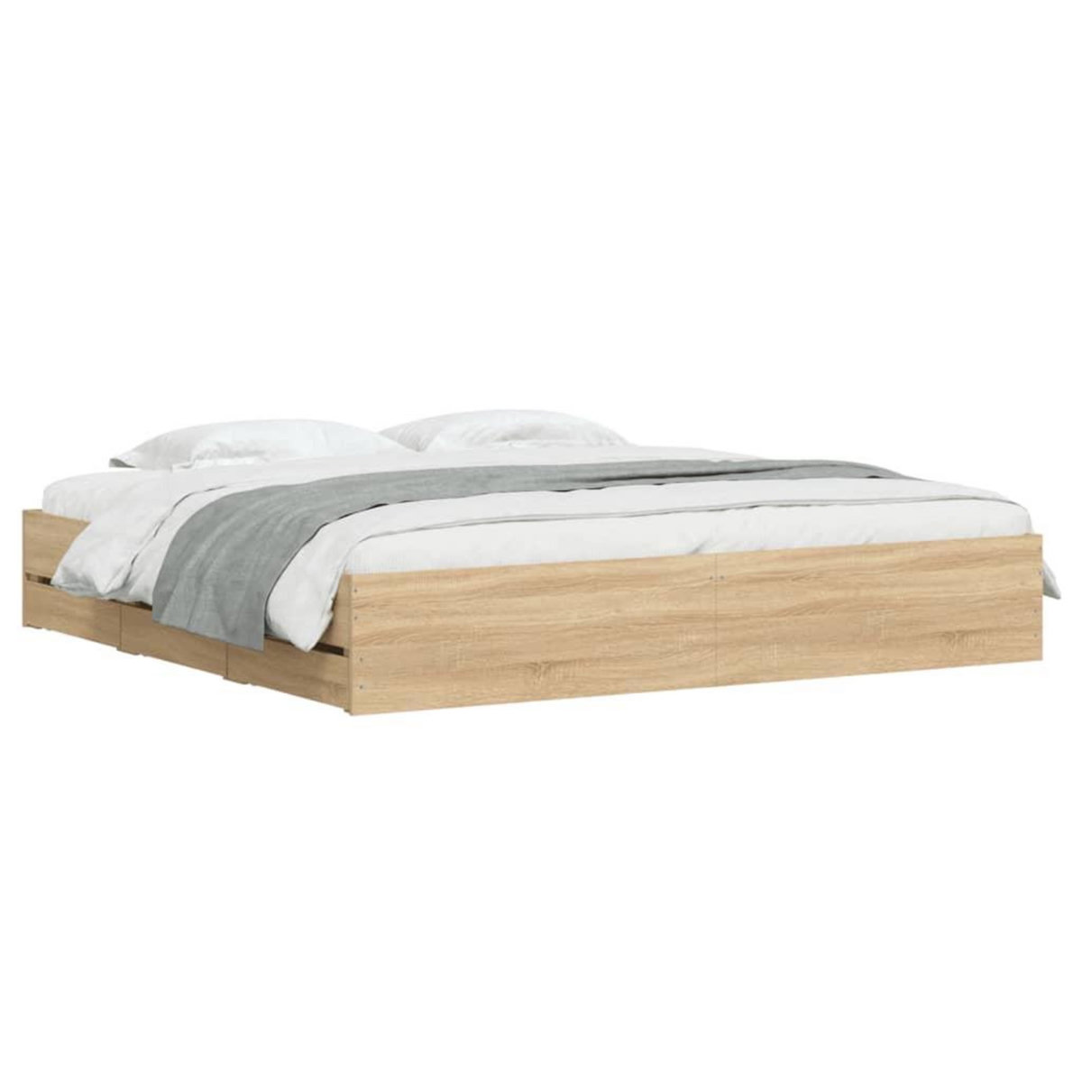 VIDAXL Cadre de lit avec tiroirs sans matelas chene sonoma 200x200 cm