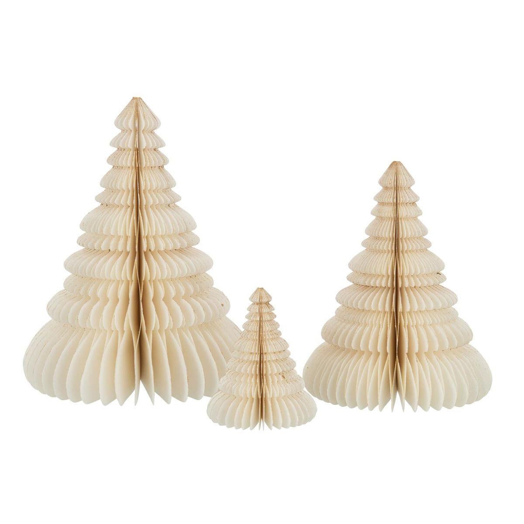 Voir la diapositive 2 : J-LINE Sapin de noël à poser en papier  pliant  30cm crème