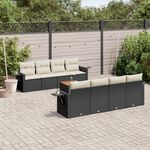 VIDAXL Salon de jardin 9 pcs avec coussins noir resine tressee