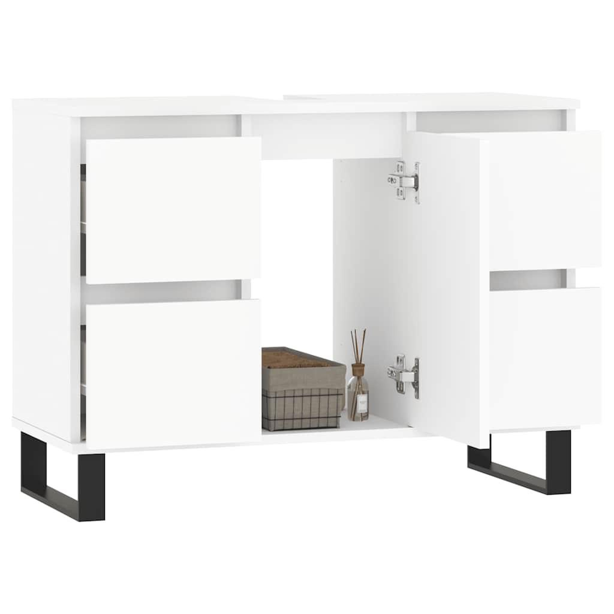 Voir la diapositive 3 : VIDAXL Armoire de salle de bain blanc 80x33x60 cm bois d'ingenierie
