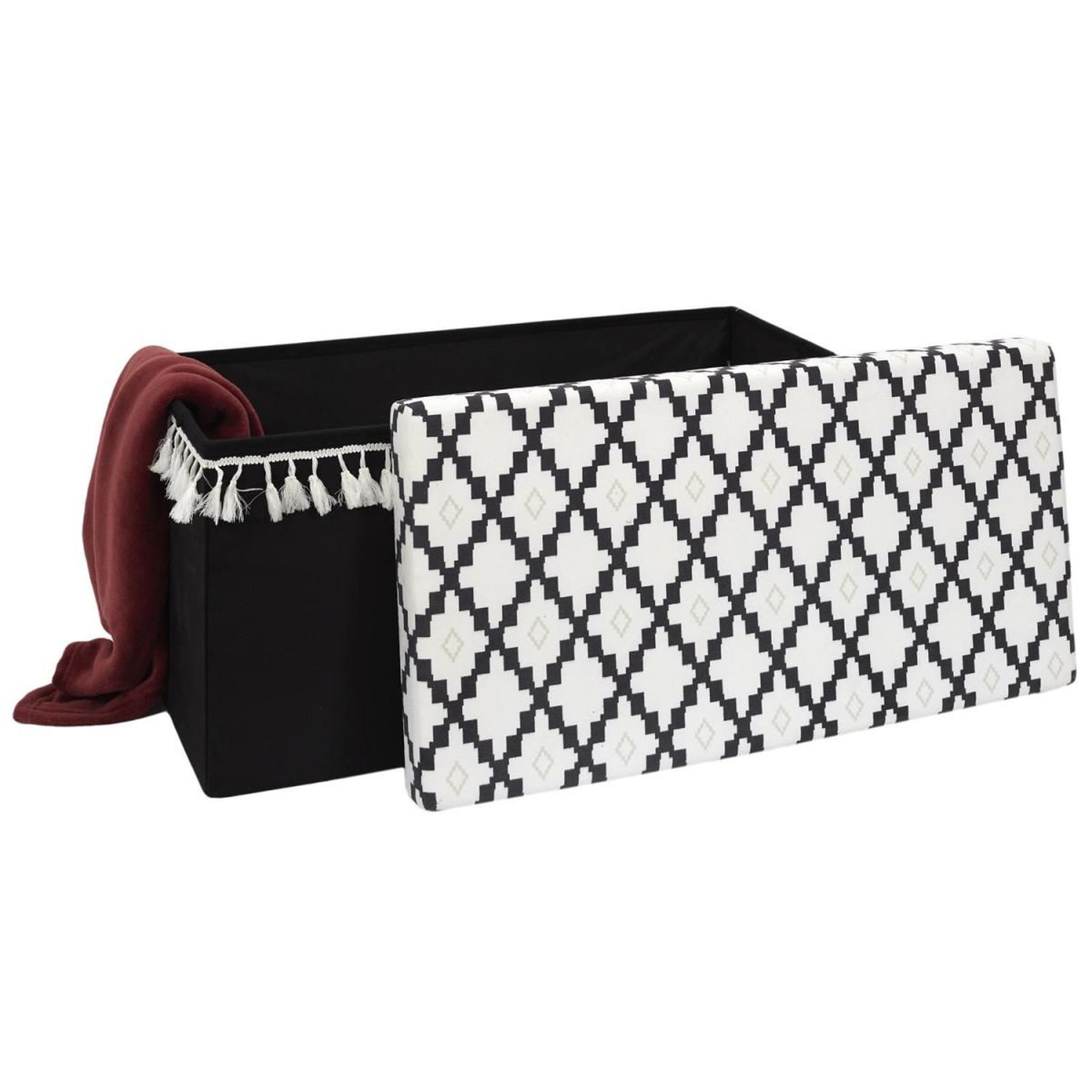 Voir la diapositive 4 : The Home Deco Factory Banc pliable & coffre  mirage  76cm noir & blanc