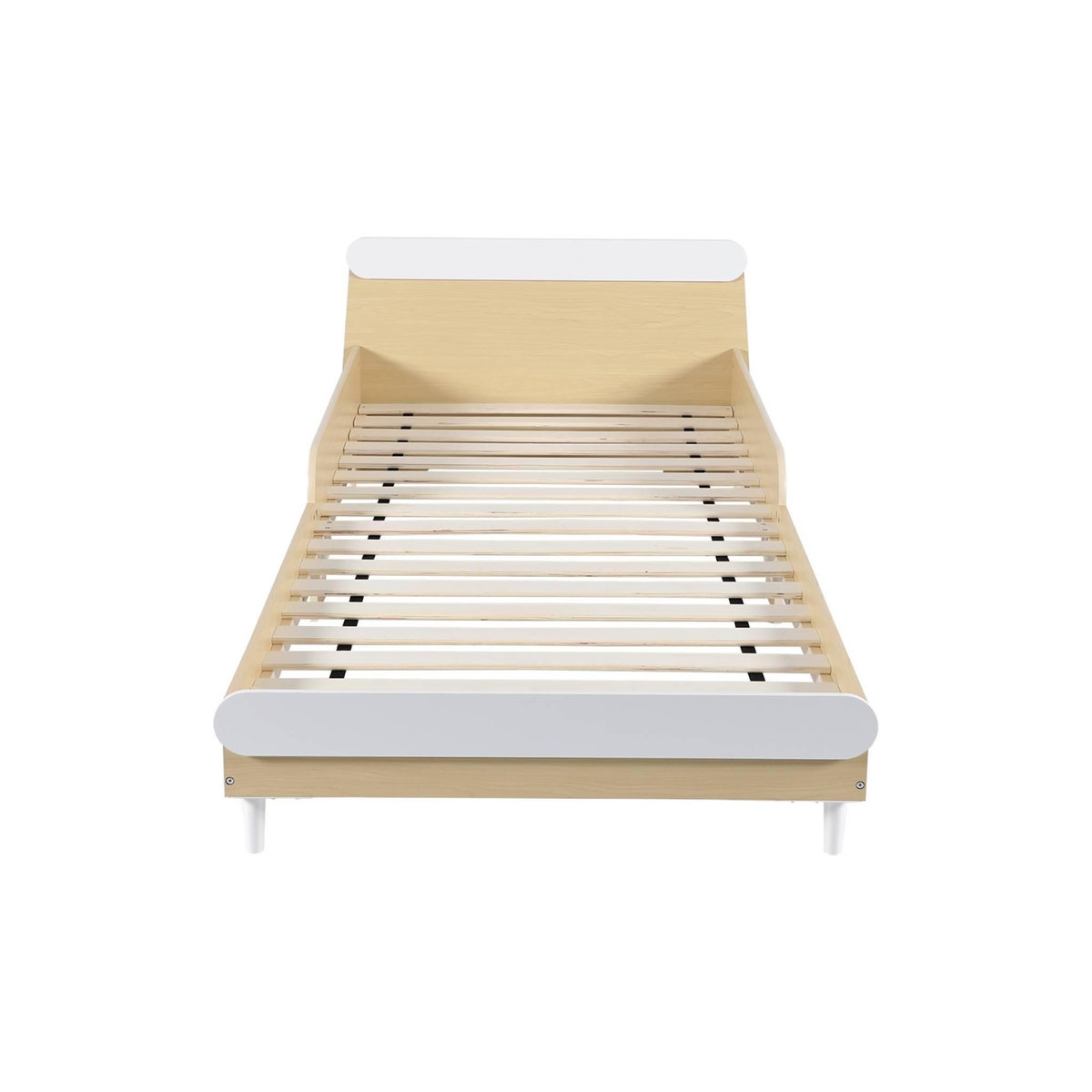SWEEEK Lit enfant 90 x 190cm effet bois. couleur blanc et bois