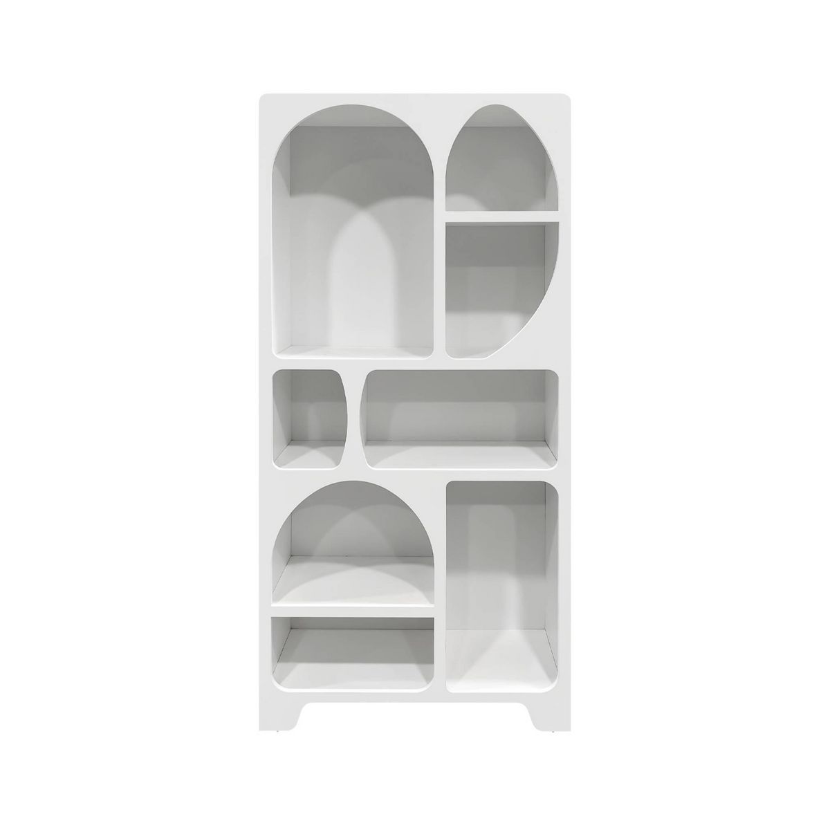 SWEEEK Etagère bibliothèque organique effet bois blanc plusieurs niches 8 compartiments
