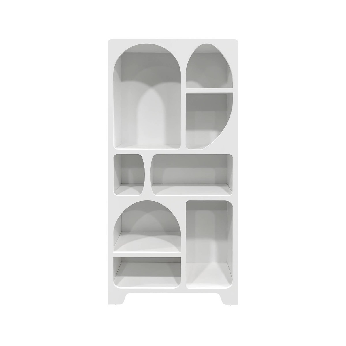 SWEEEK Etagère bibliothèque organique effet bois blanc plusieurs niches 8 compartiments