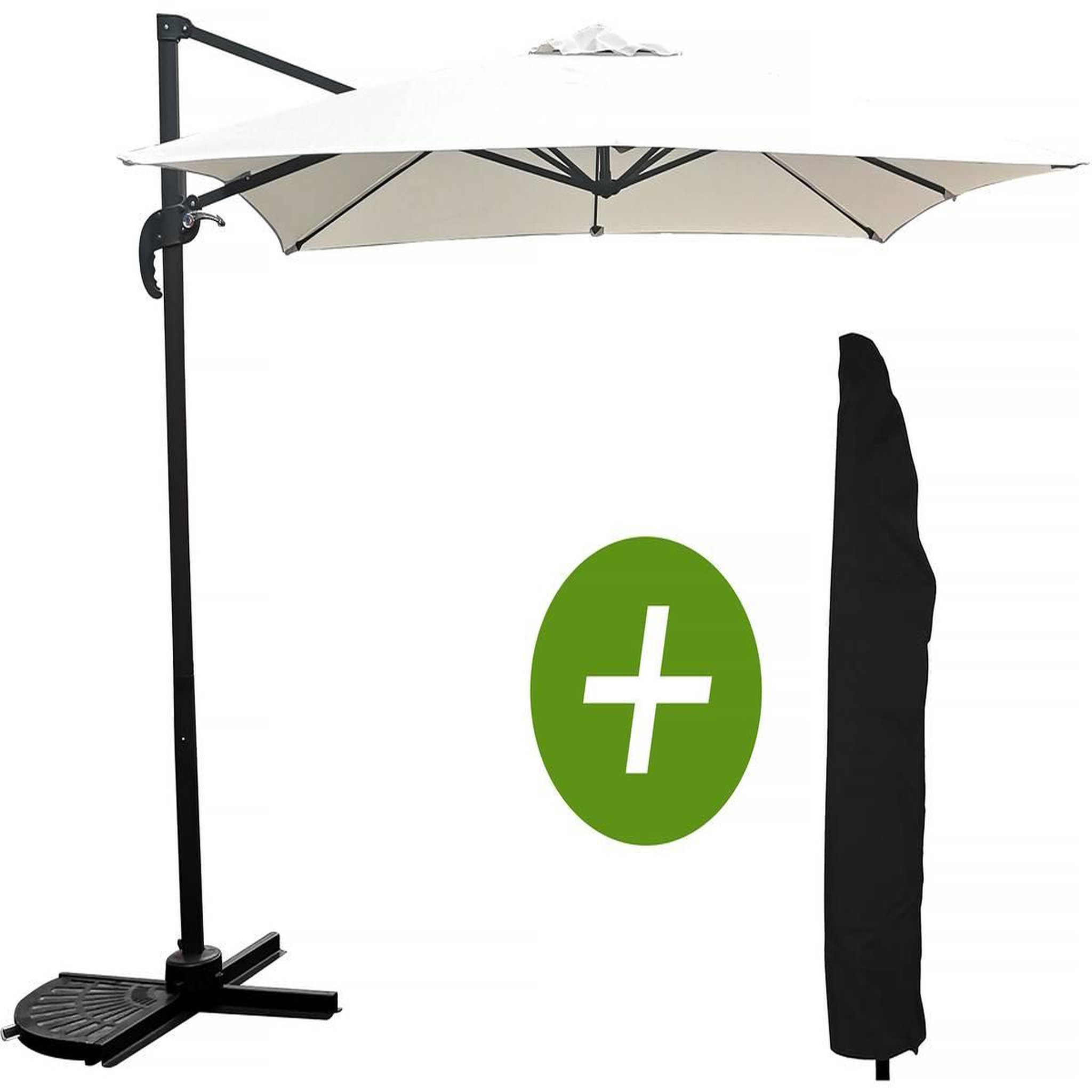 Voir la diapositive 1 : Habitat et Jardin Parasol jardin déporté  Soleil  - Carré - 2.5 x 2.5 m - Ecru + Housse de protection