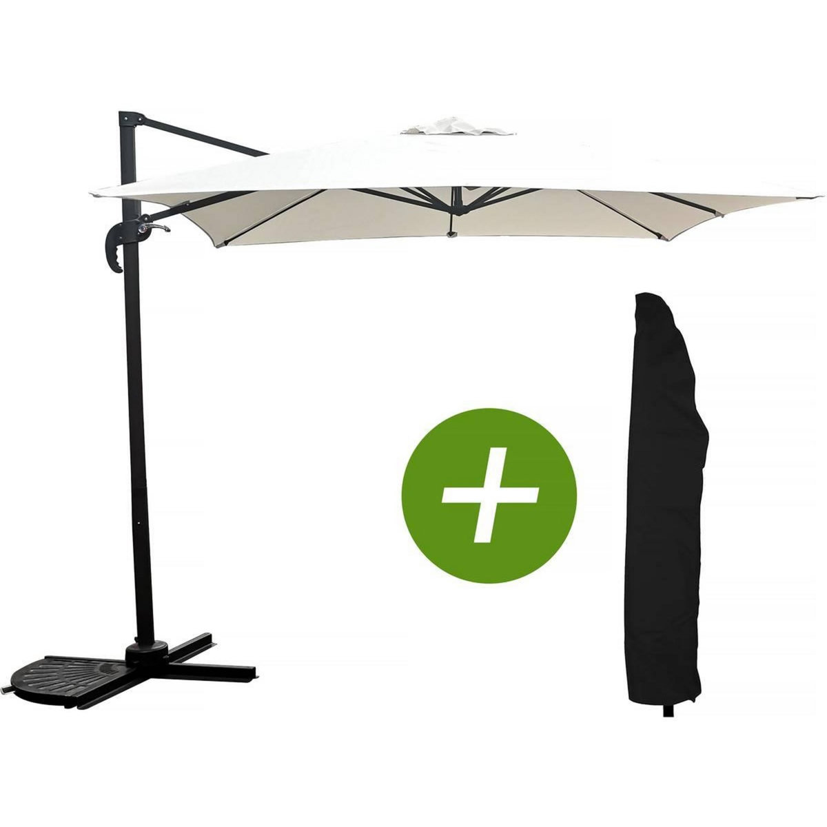 Habitat et Jardin Parasol jardin déporté  Soleil  - Carré - 2.5 x 2.5 m - Ecru + Housse de protection