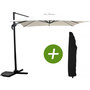 Voir la diapositive 1 : Habitat et Jardin Parasol jardin déporté  Soleil  - Carré - 2.5 x 2.5 m - Ecru + Housse de protection