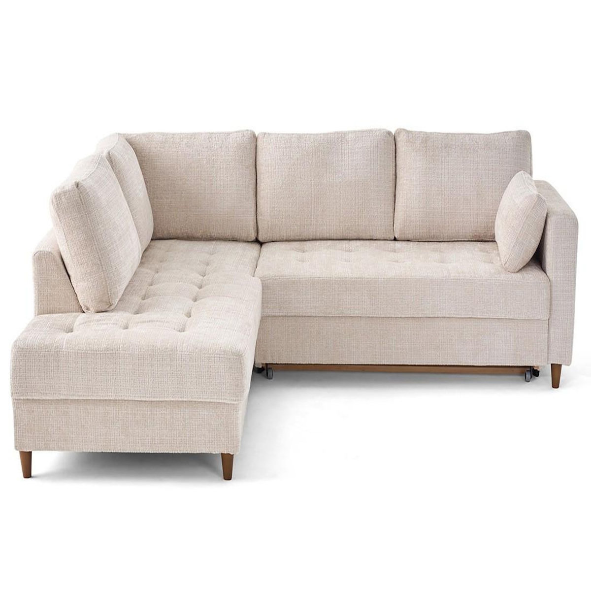 LISA DESIGN Anna - canapé d'angle gauche 5 places convertible en velours texturé