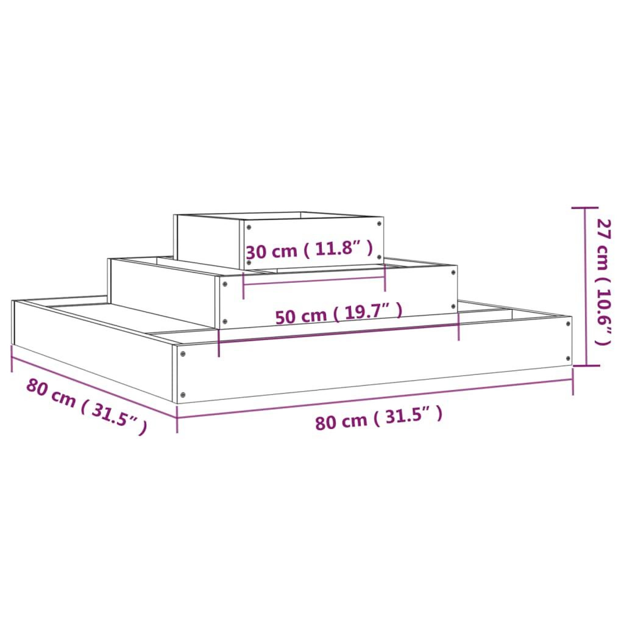 Voir la diapositive 6 : VIDAXL Jardiniere 80x80x27 cm Bois massif de pin