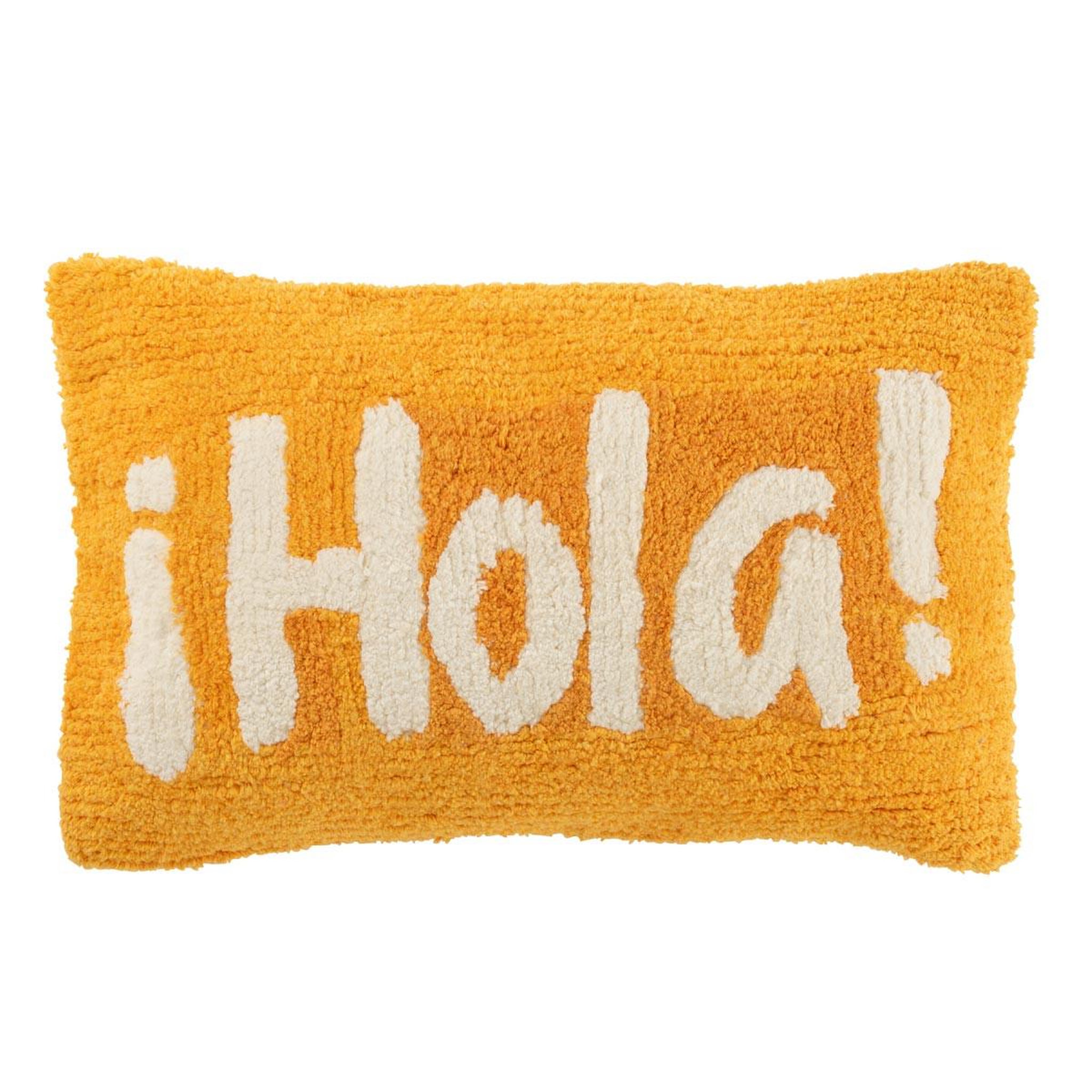 J-LINE Coussin déco tufté hola  polly  30x50cm orange