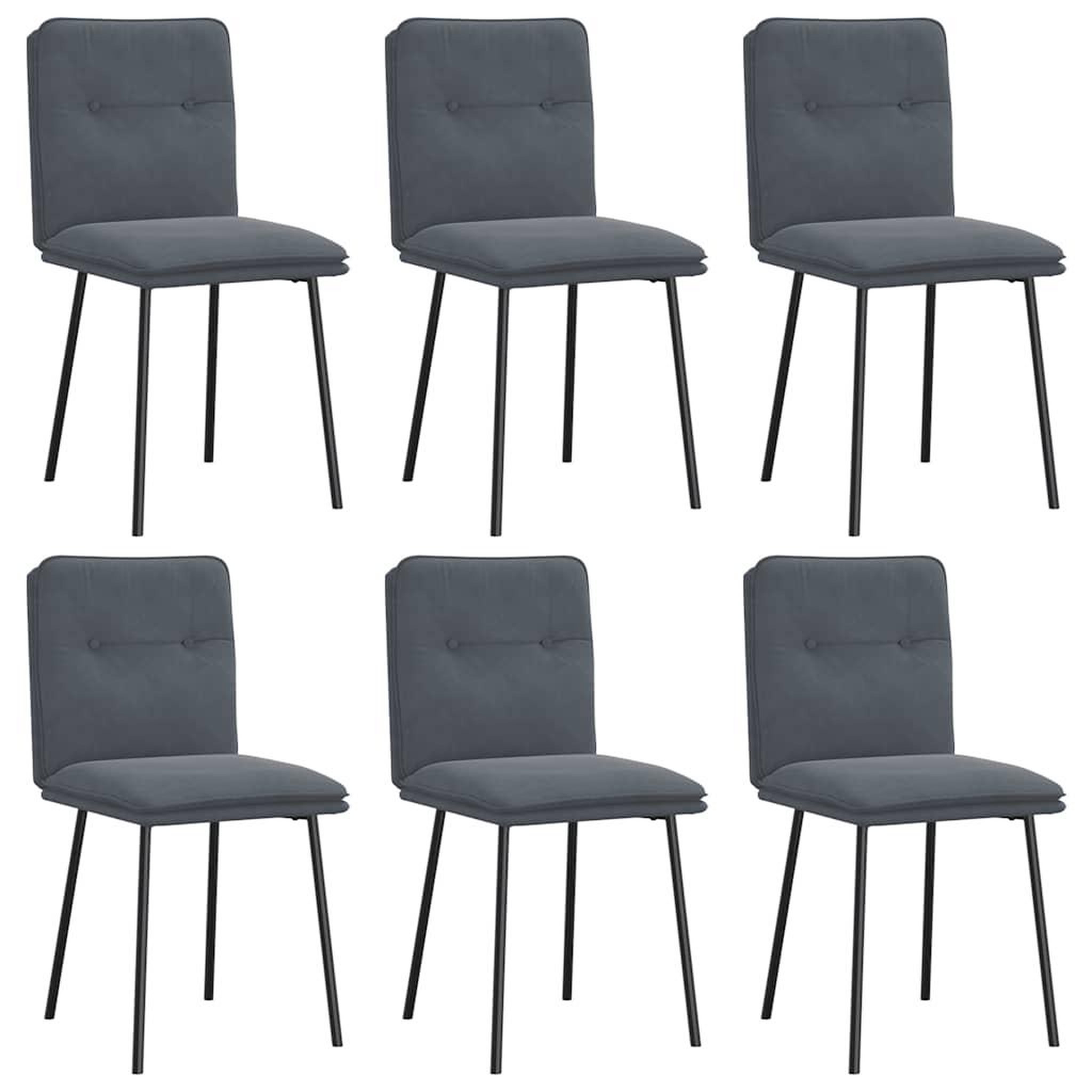 Voir la diapositive 2 : VIDAXL Chaises a manger lot de 6 gris fonce velours