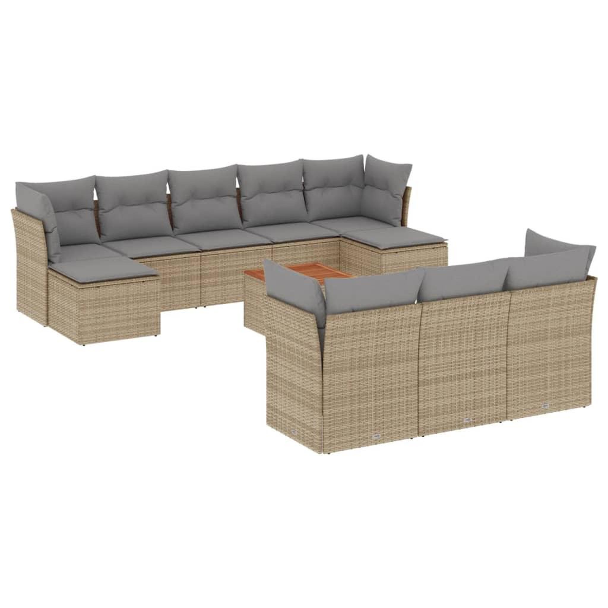 Voir la diapositive 2 : VIDAXL Salon de jardin et coussins 11 pcs melange beige resine tressee