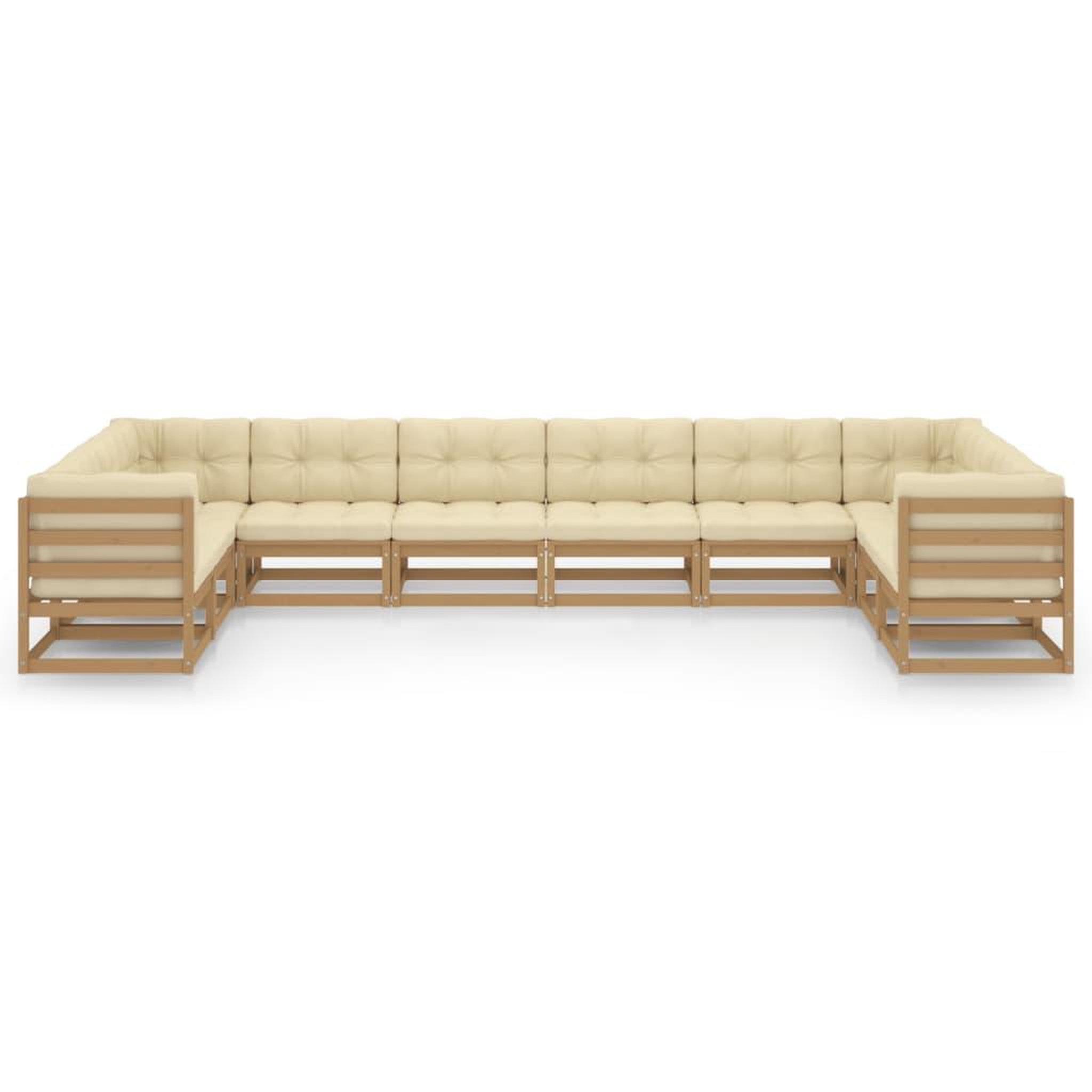 Voir la diapositive 3 : VIDAXL Salon de jardin 10 pcs avec coussins Marron miel Bois de pin