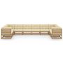 Voir la diapositive 3 : VIDAXL Salon de jardin 10 pcs avec coussins Marron miel Bois de pin