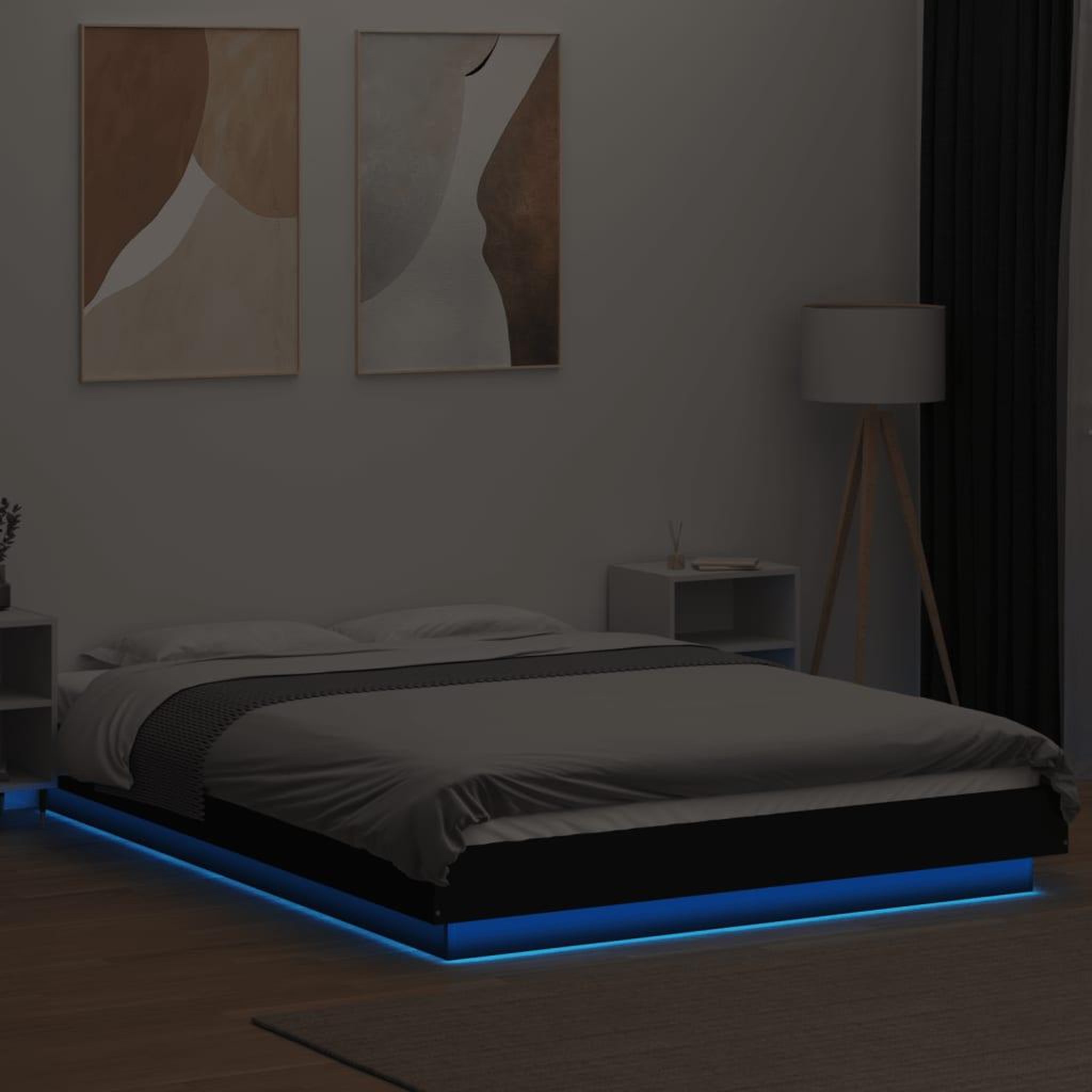 Voir la diapositive 4 : VIDAXL Cadre de lit avec lumieres LED sans matelas noir 120x190cm