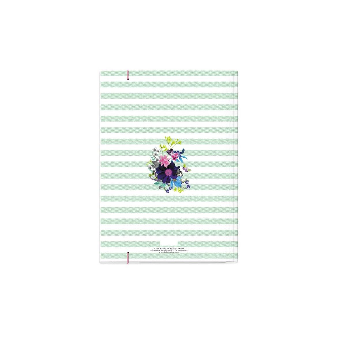  Chemise cartonnée à élastique Accessorize 35x25cm blanc et vert à rayures et motif floral