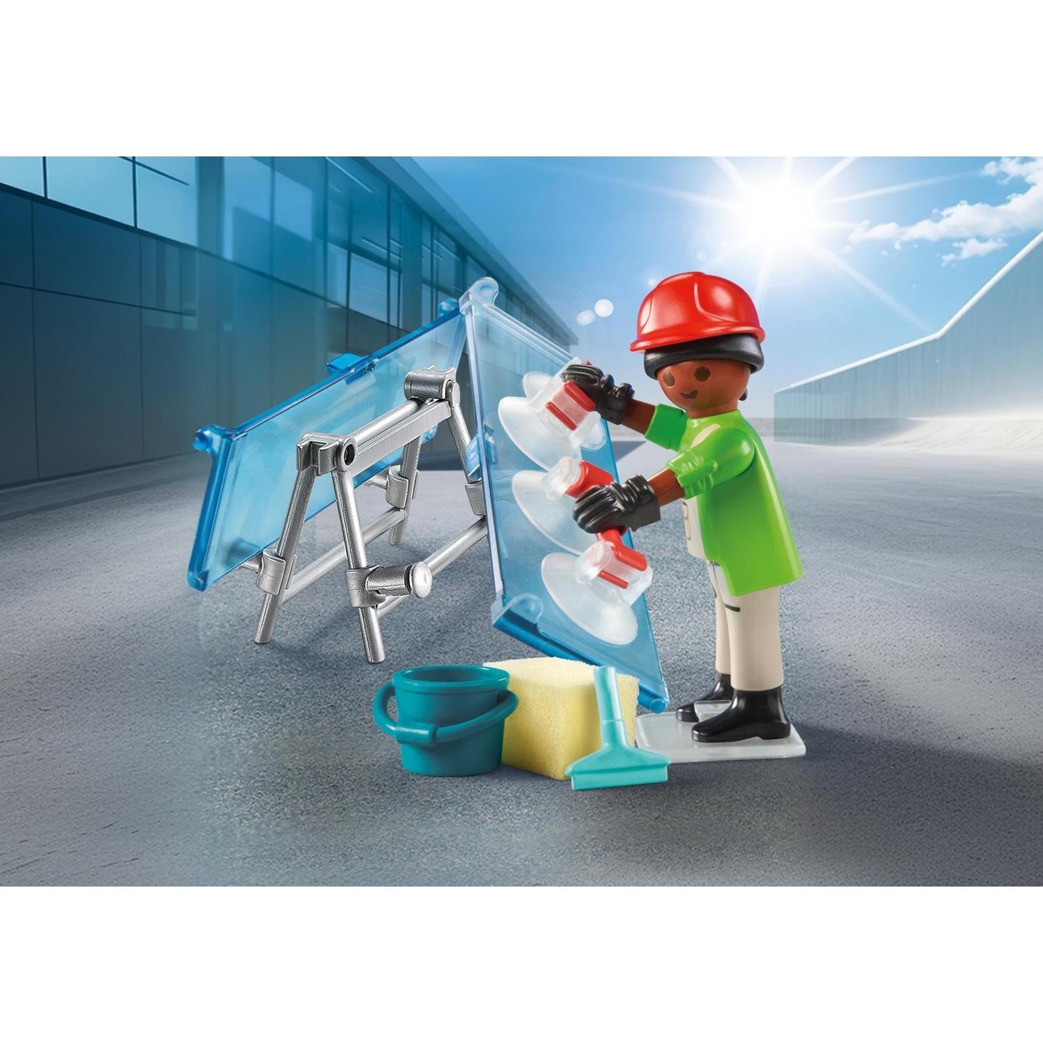 Voir la diapositive 2 : PLAYMOBIL Vitrier avec deux vitres, seau et accessoires