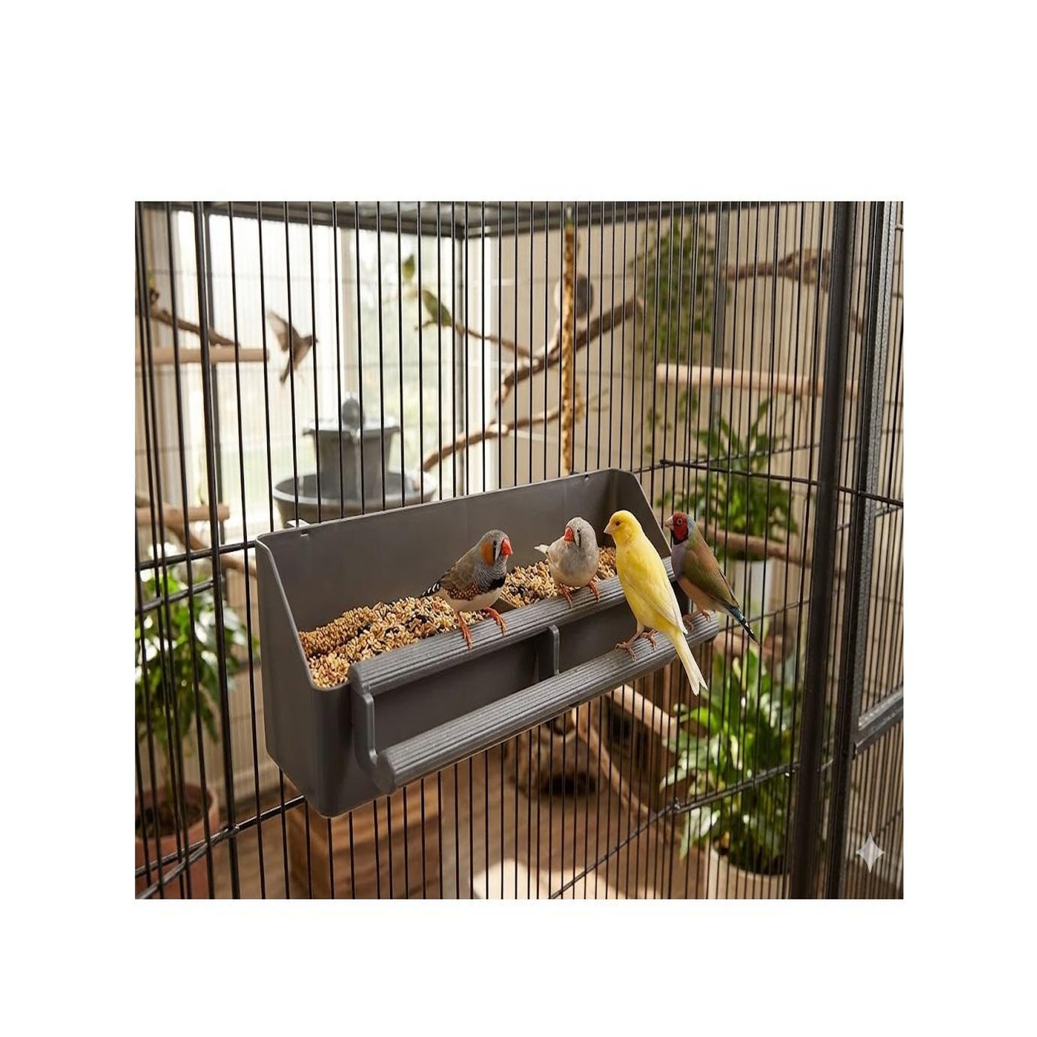 Voir la diapositive 3 : Eden Mangeoire double pour oiseaux avec perchoir