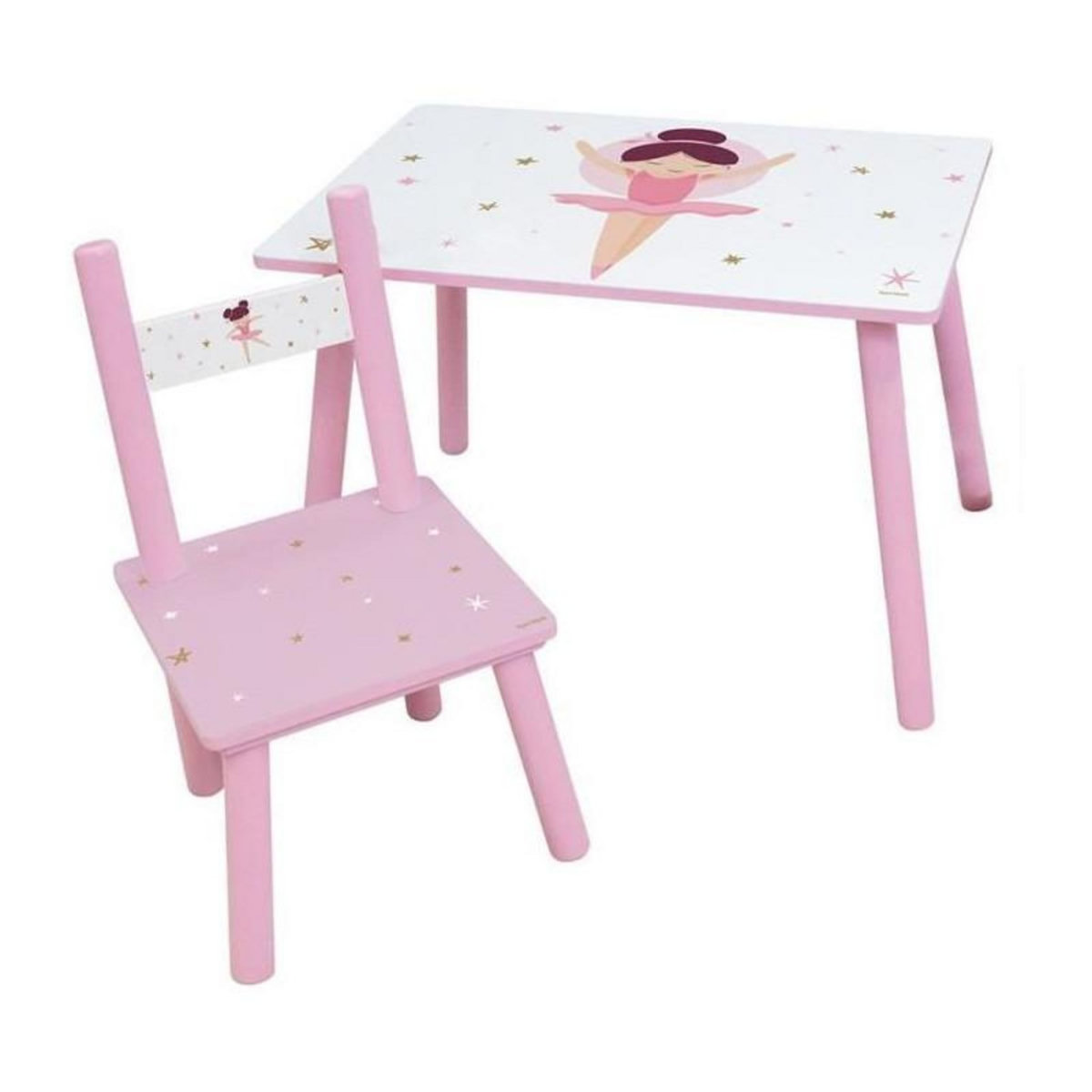 Fun House FUN HOUSE Danseuse Ballerine Table H 41,5 cm x l 61 cm x P 42 cm avec une chaise H 49,5 cm x l 31 cm x P 31,5 cm - Pour enfant