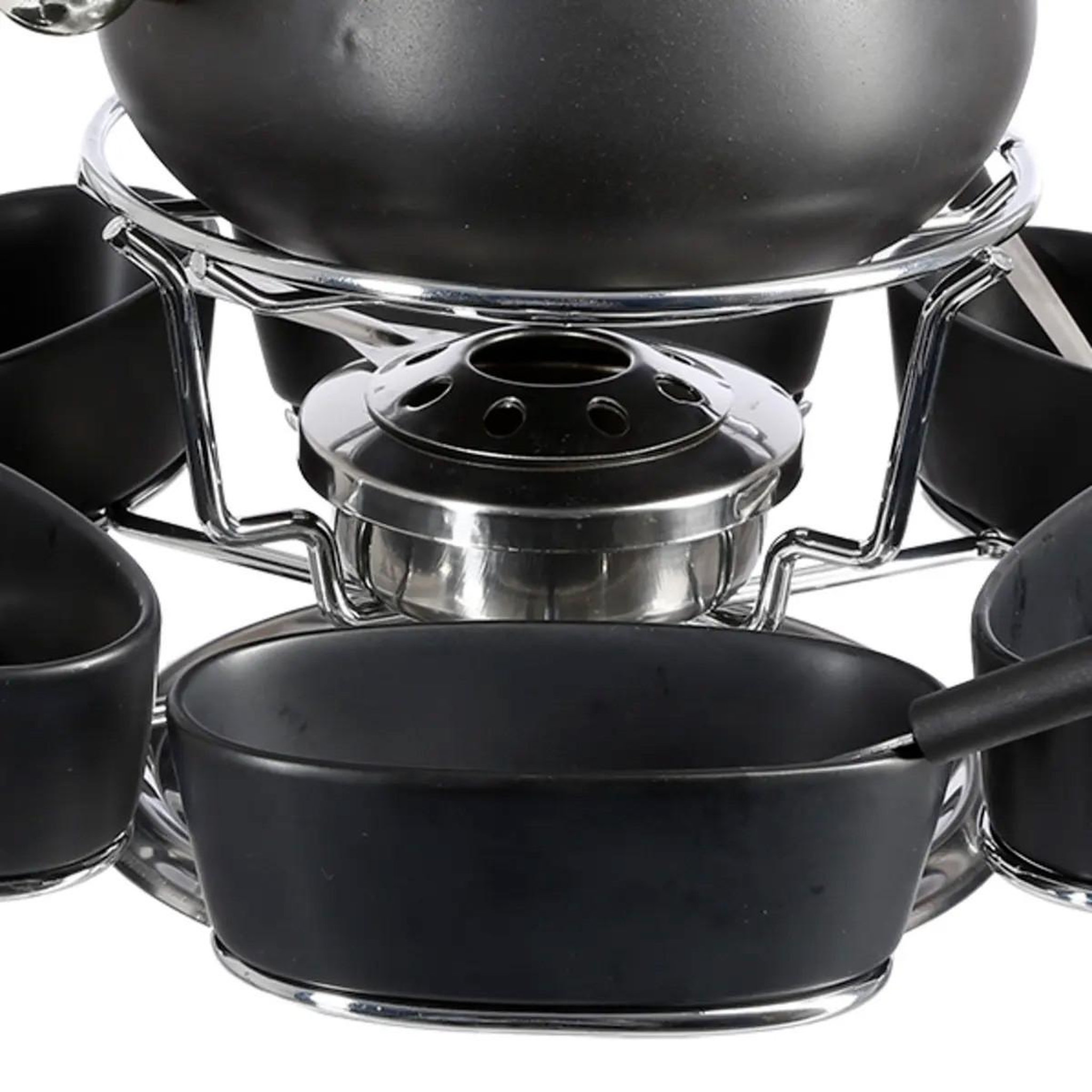 Voir la diapositive 2 : FIVE Service à Fondue Métal  Tournant  38cm Noir