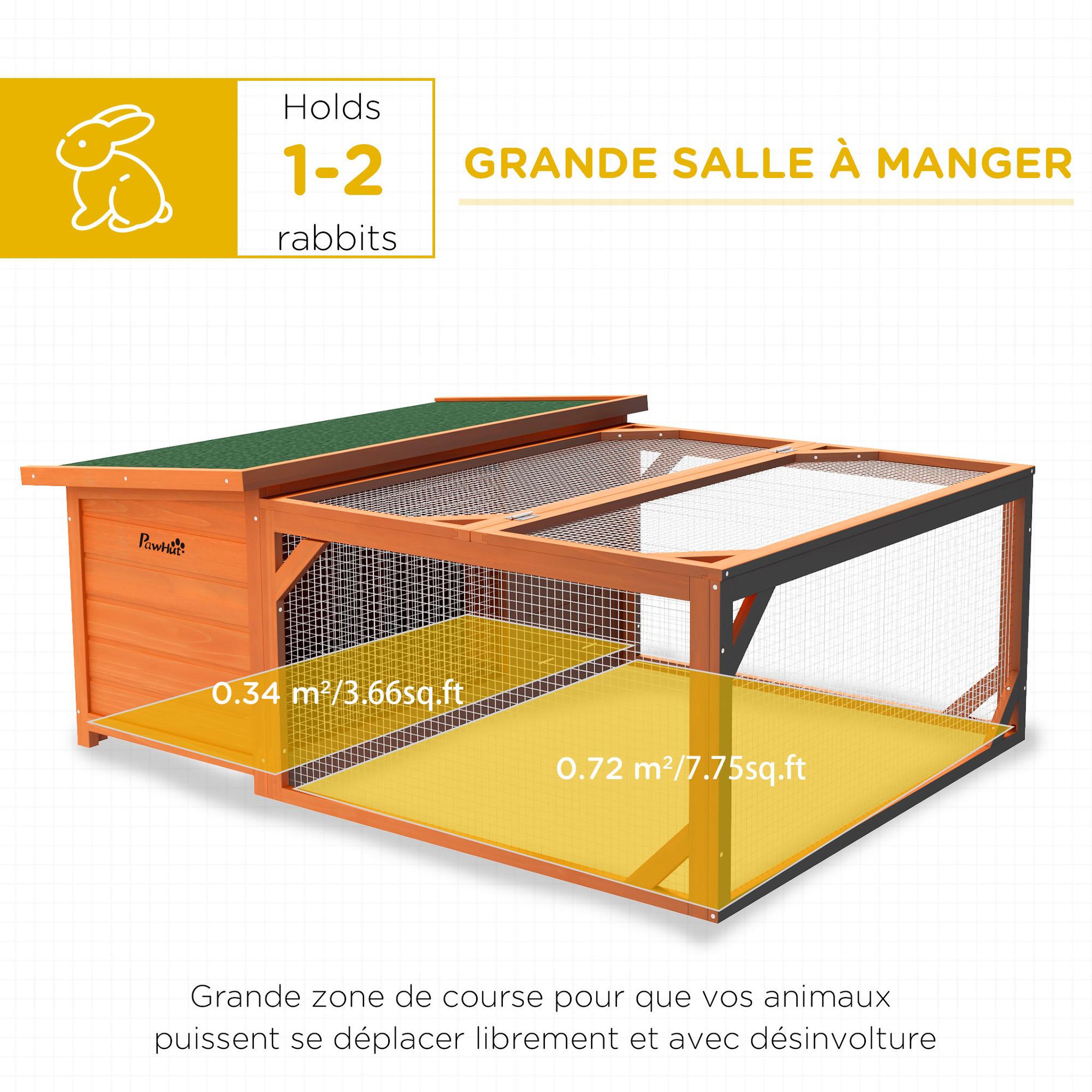 Voir la diapositive 6 : PAWHUT Clapier extérieur double espace niche couverte et enclos bois