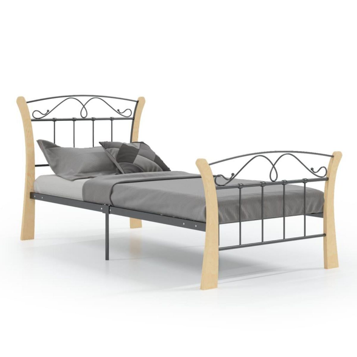 VIDAXL Cadre de lit sans matelas noir metal 90x200 cm
