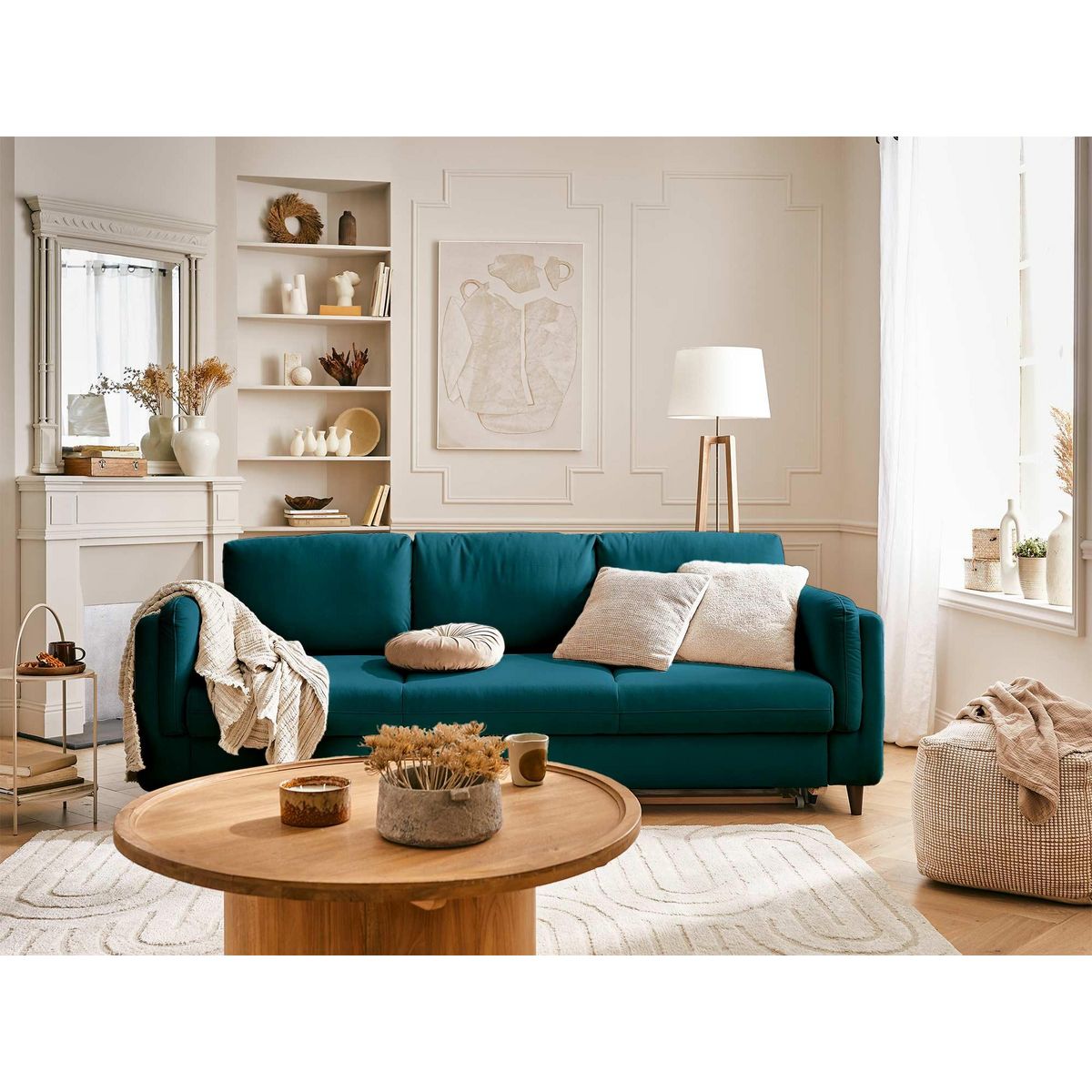 LISA DESIGN Brooke - canapé 3 places - convertible - en velours