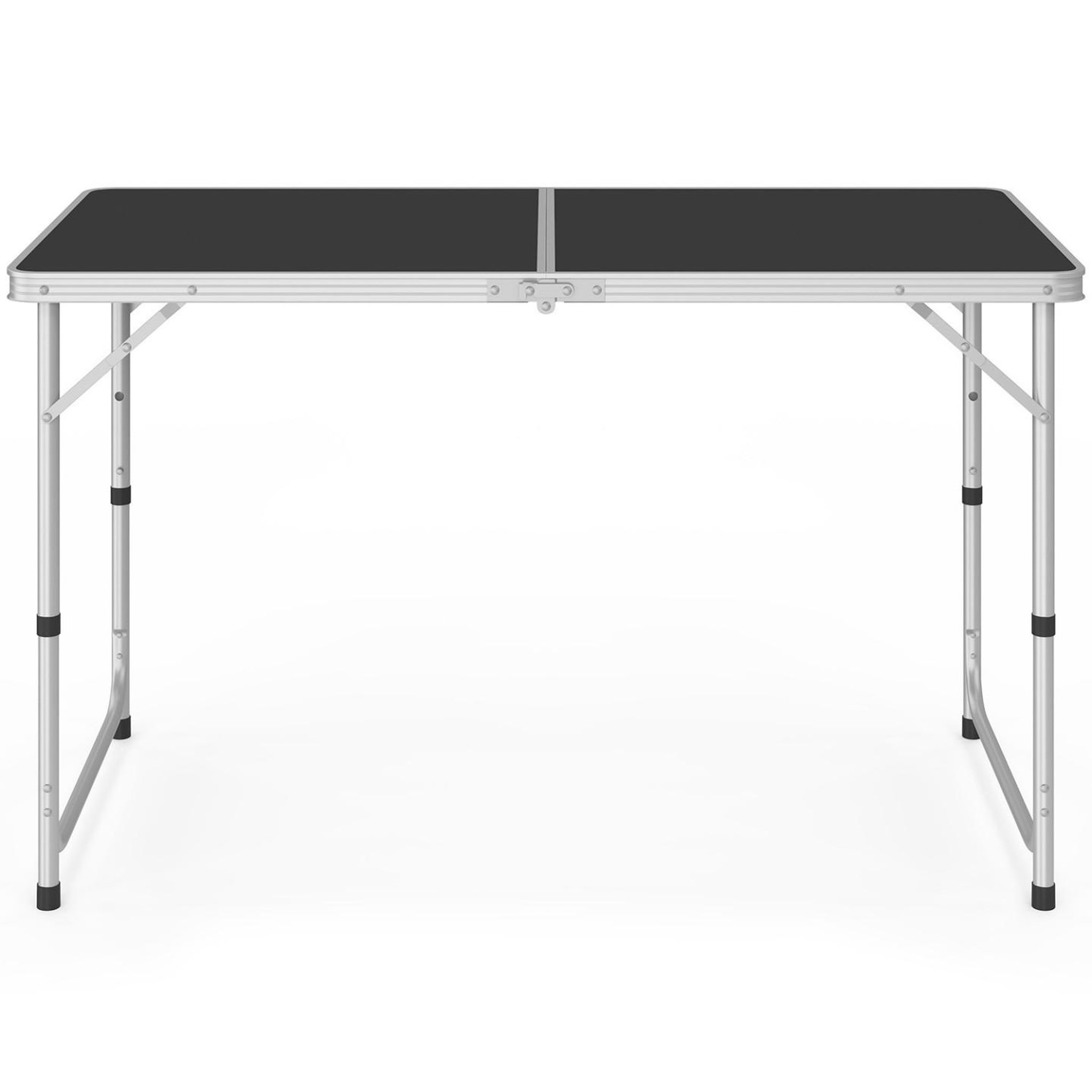 Voir la diapositive 5 : ID MARKET Table de camping pliante d'appoint 120 cm réglable en hauteur et 4 tabourets noirs