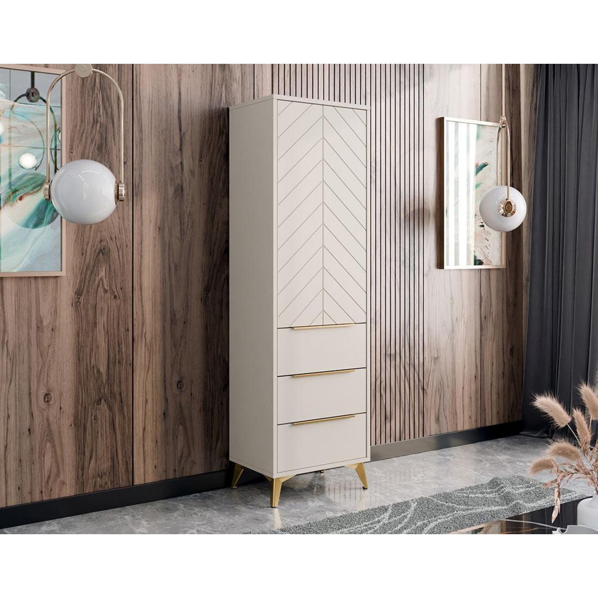 BEST MOBILIER Boccioni - buffet haut - beige - 54x180 cm