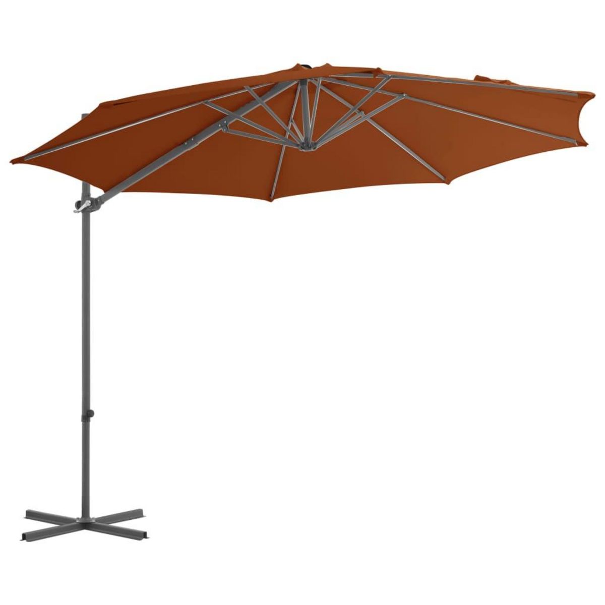VIDAXL Parasol de jardin en porte-a-faux avec mat en acier terre cuite