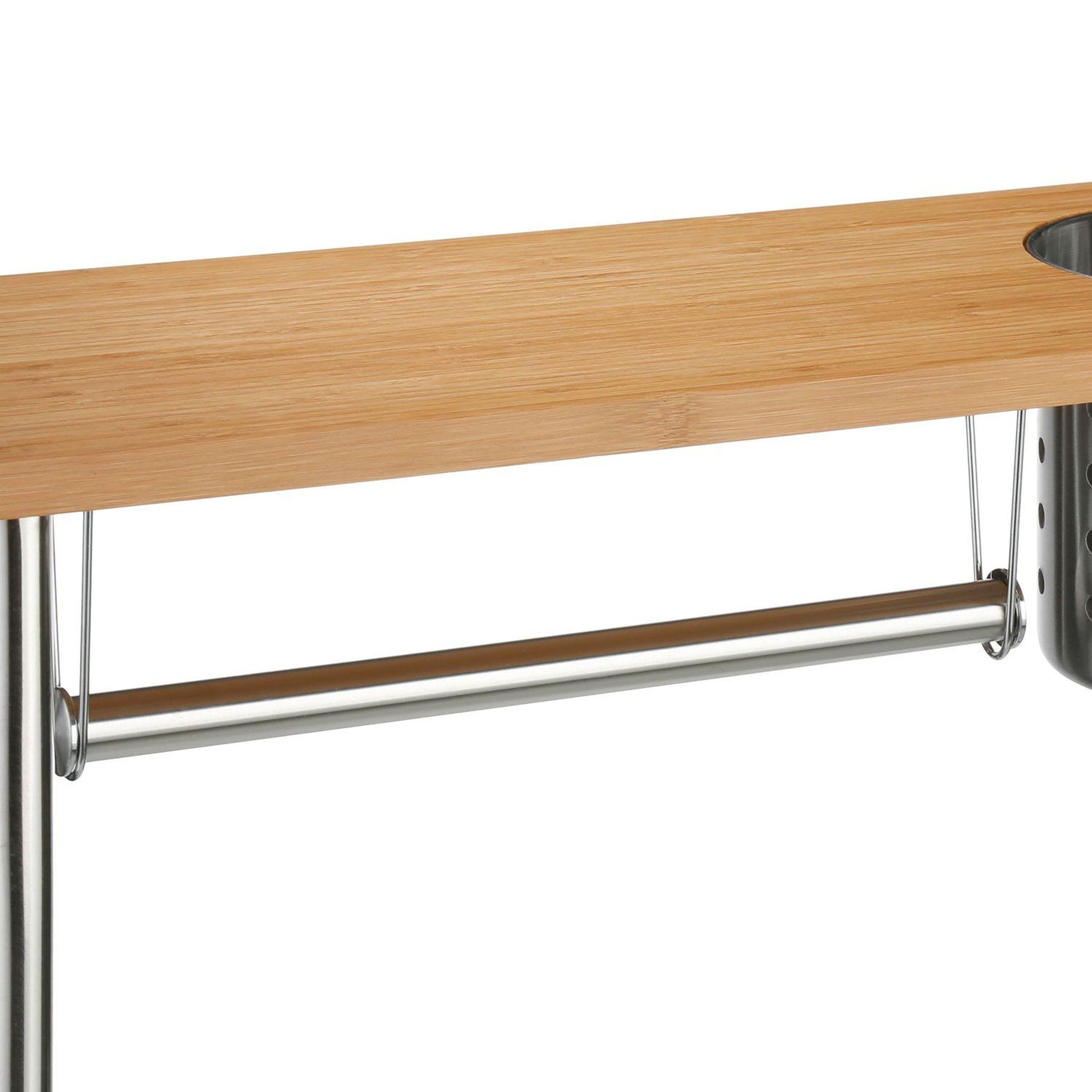 Voir la diapositive 3 : SECRET DE GOURMET Etagère de cuisine porte ustensiles et essuie-tout en bambou - 51 x 21 cm