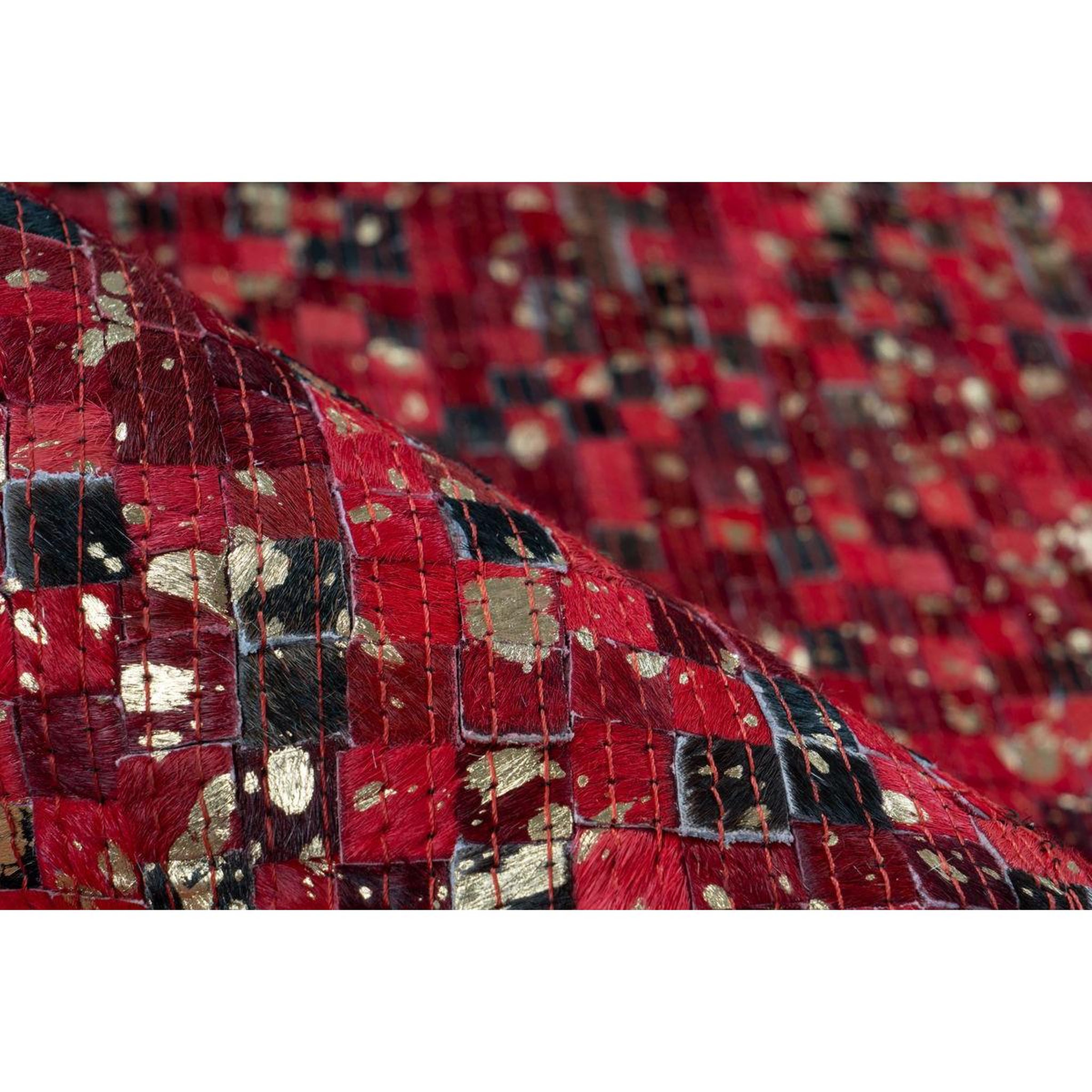 Voir la diapositive 3 : Paris Prix Tapis en cuir fait main  finish  rouge & or