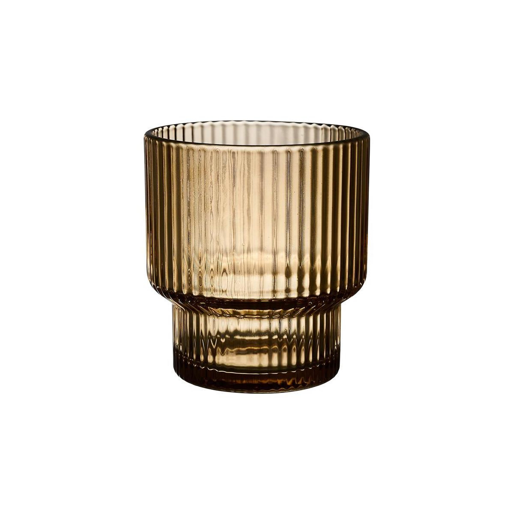 Voir la diapositive 2 : The Home Deco Factory Lot de 4 Verres Striés  Ambre  28cl Jaune