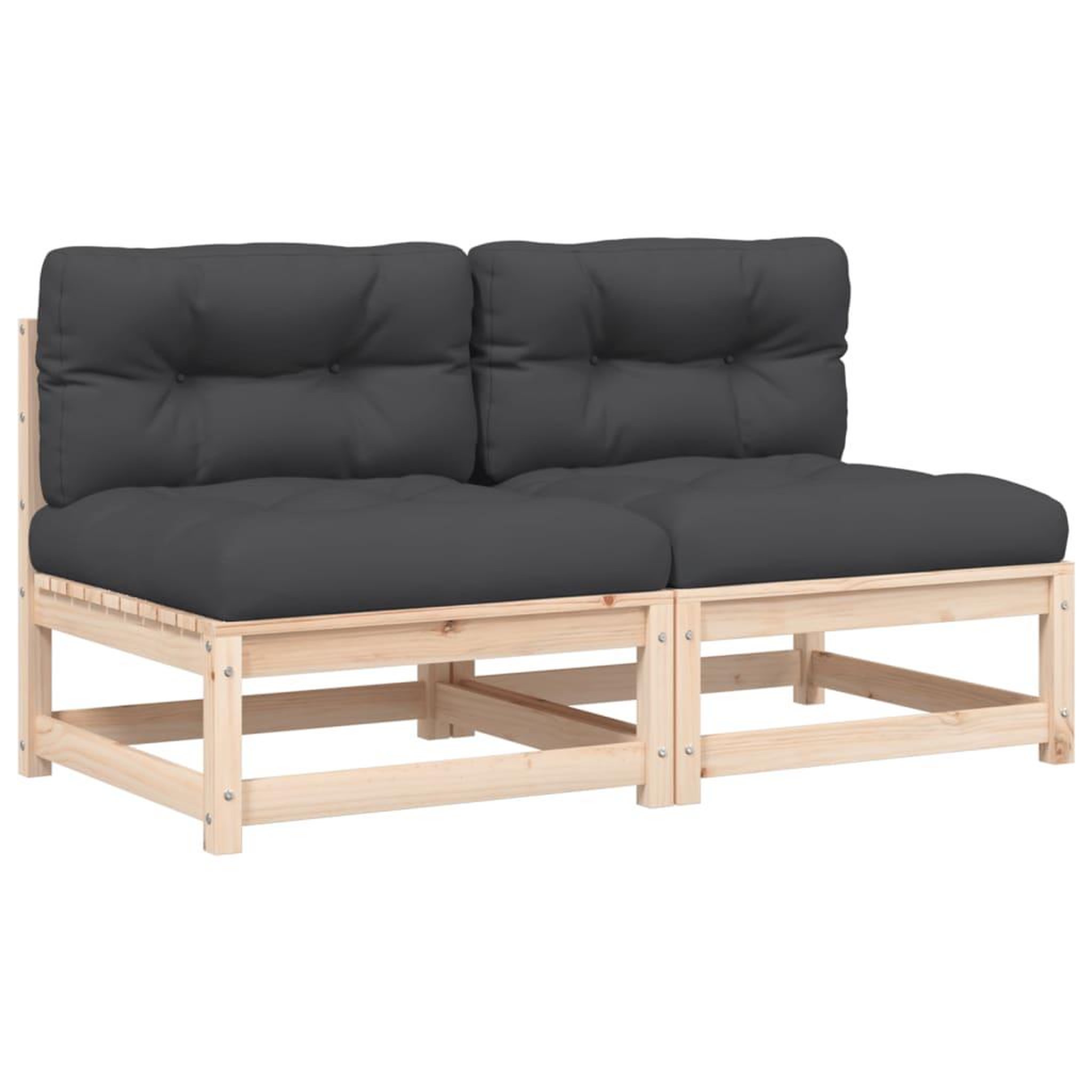 Voir la diapositive 2 : VIDAXL Canapes de jardin sans accoudoirs coussins 2pcs bois massif pin