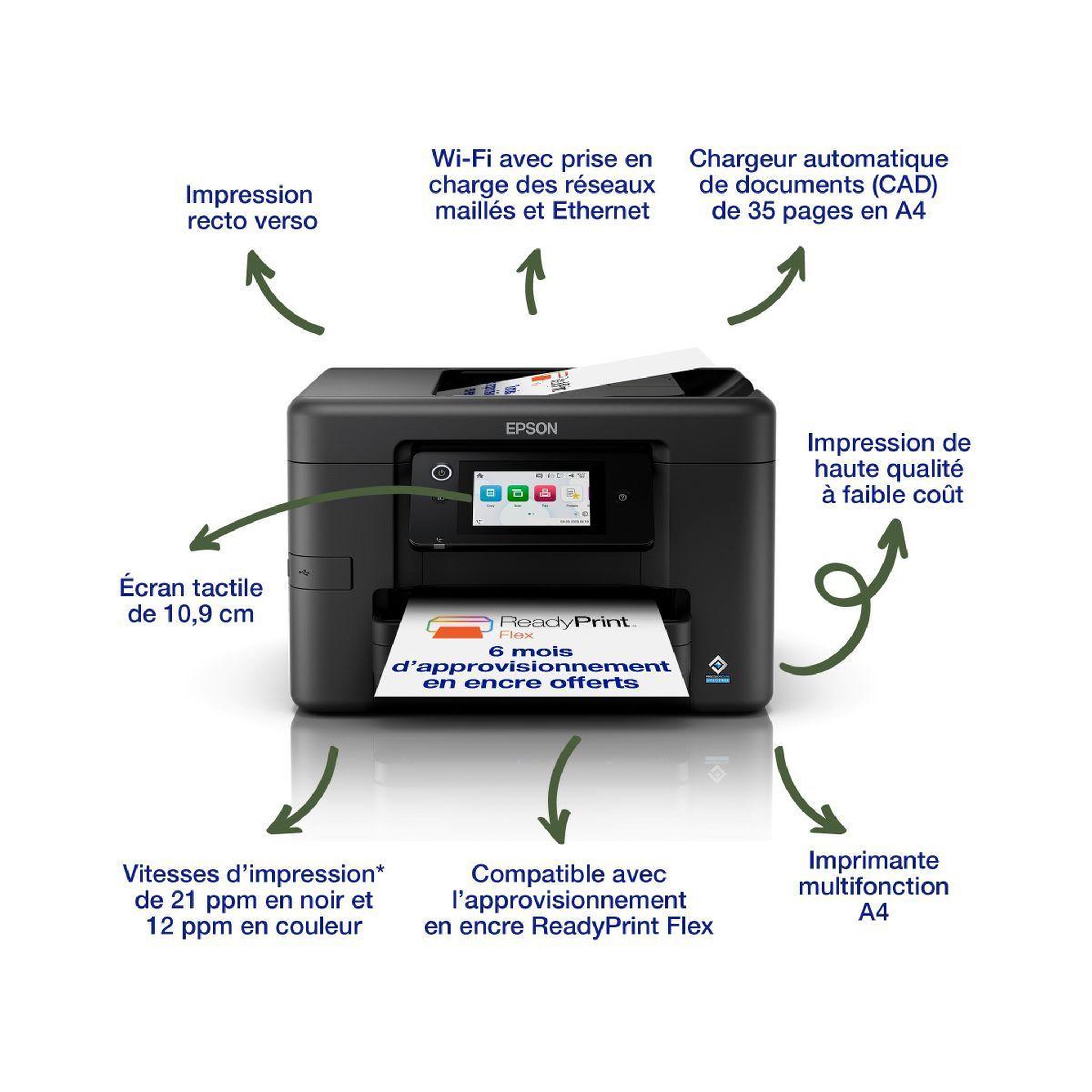 Voir la diapositive 4 : Epson Imprimante jet d'encre WorkForce WF-3925DWF