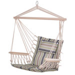 OUTSUNNY Chaise suspendue hamac de voyage respirant portable dim. 100L x 49l x 106H cm coton macramé polyester multicolore. Coloris disponibles : Beige