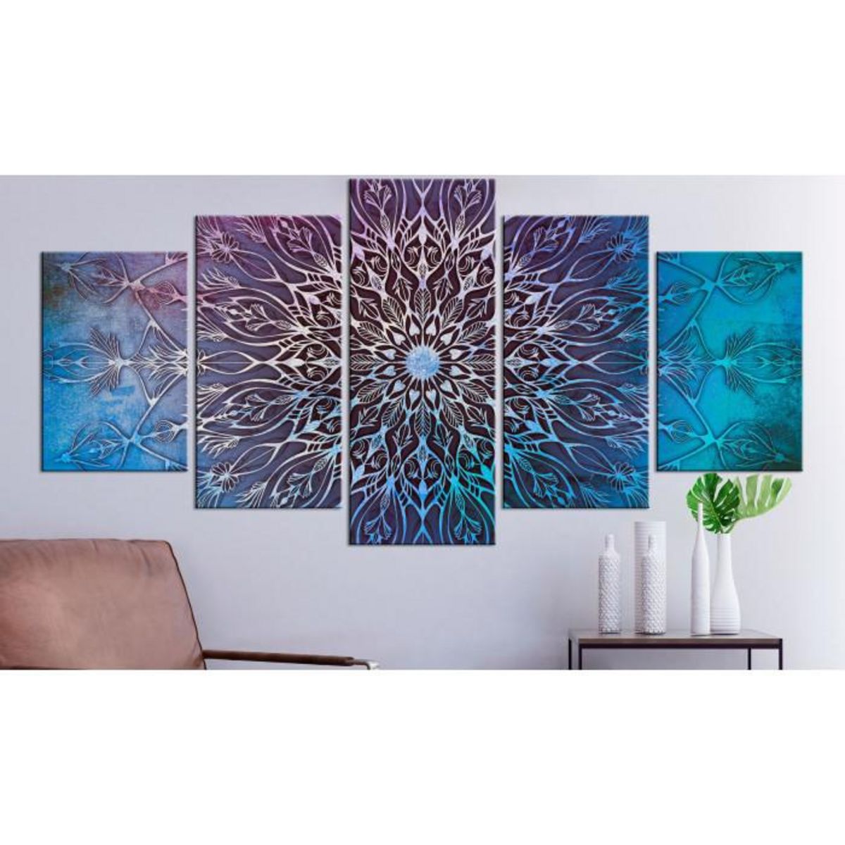 Paris Prix Tableau Imprimé 5 Panneaux  Center Wide Blue