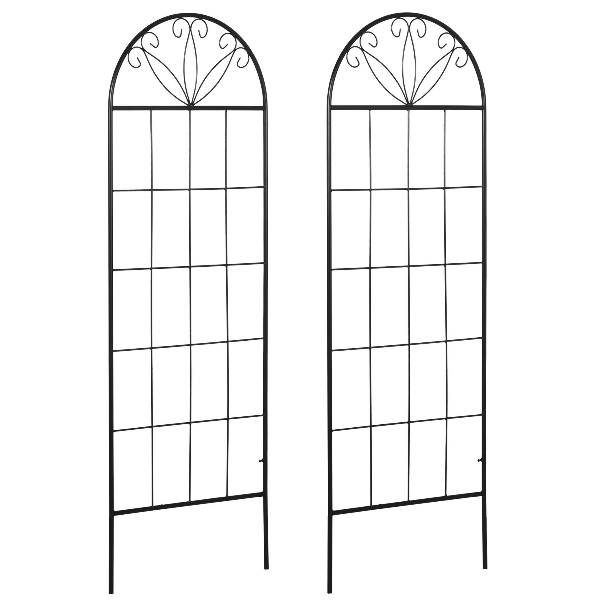 OUTSUNNY Treillis de jardin lot de 2 supports pour plantes grimpantes - dim. 51L x 152H cm - métal époxy noir