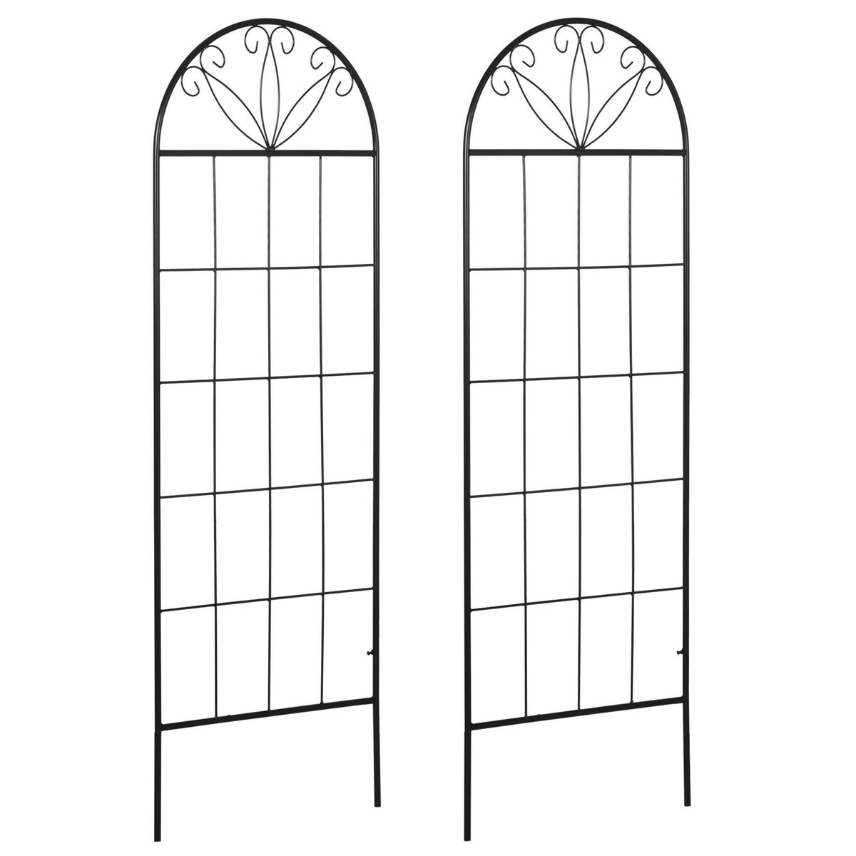 OUTSUNNY Treillis de jardin lot de 2 supports pour plantes grimpantes - dim. 51L x 152H cm - métal époxy noir