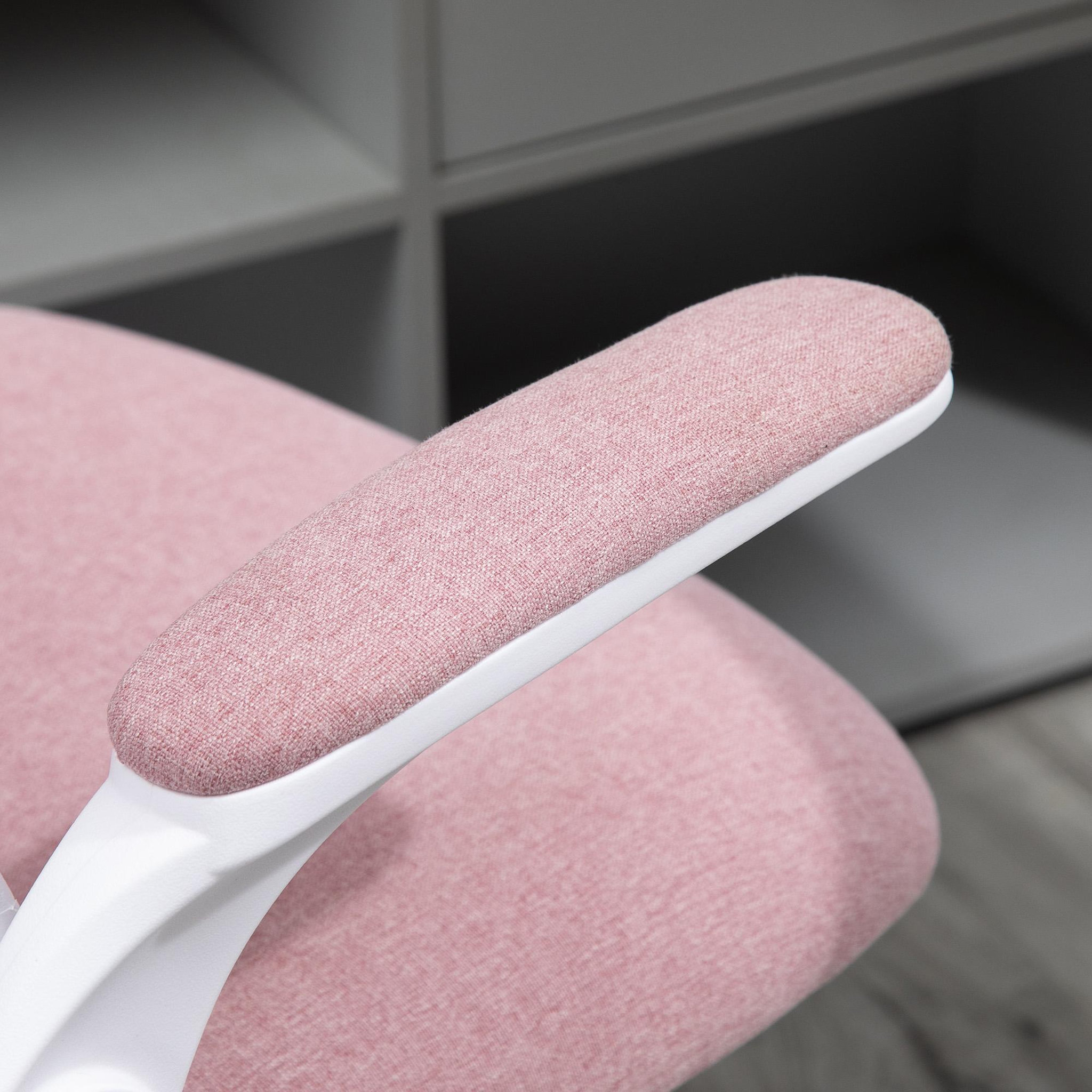 Voir la diapositive 4 : VINSETTO Vinsetto Chaise de bureau tissu lin hauteur réglable pivotante 360° accoudoirs relevables support lombaires réglable rose