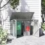 OUTSUNNY Abri de poubelle jardin - cache poubelle - 2 portes verrouillables, toit ouvrant - tôle d'acier blanc vert