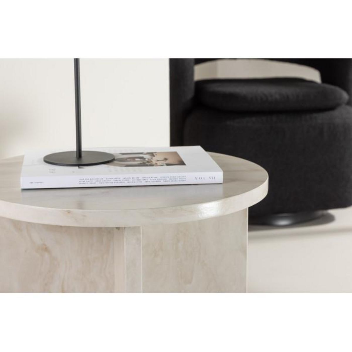 Paris Prix Table d'Appoint Effet Marbre  Alesund  50cm Beige