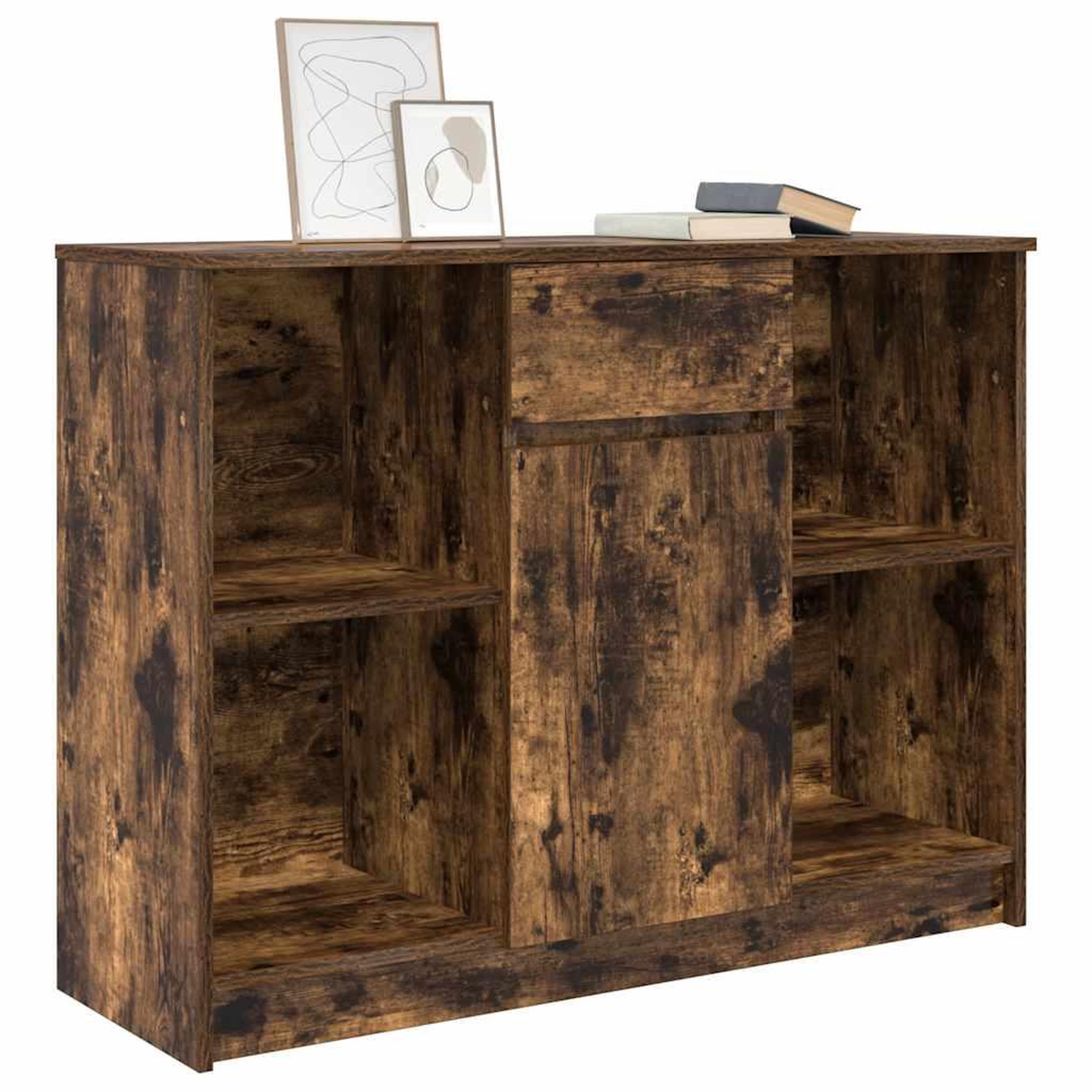 Voir la diapositive 4 : VIDAXL Buffet avec tiroir chene fume 101x35x76 cm bois d'ingenierie