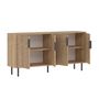 Voir la diapositive 5 : CONCEPT USINE Buffet cannelé 4 portes aspect bois 150x75cm CIARO