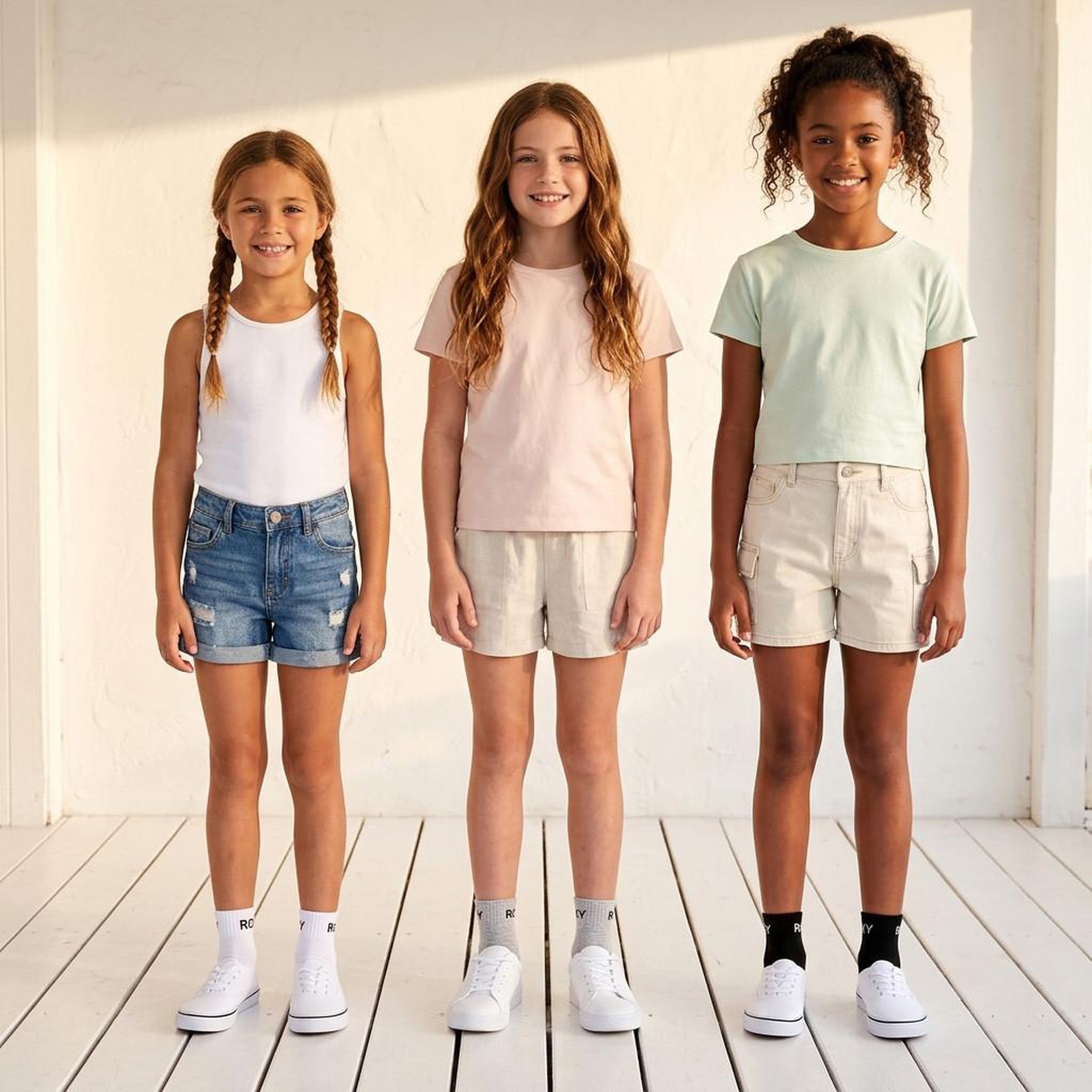 Voir la diapositive 2 : ROXY Roxy chaussettes fille quarter pack 6 - coton respirant