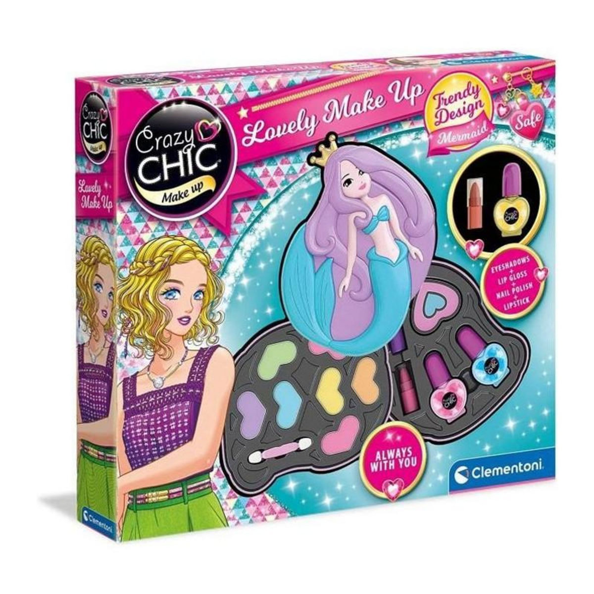 CLEMENTONI Clementoni - Crazy Chic - Palette de maquillage Sirene - 2 palettes de fards a paupieres